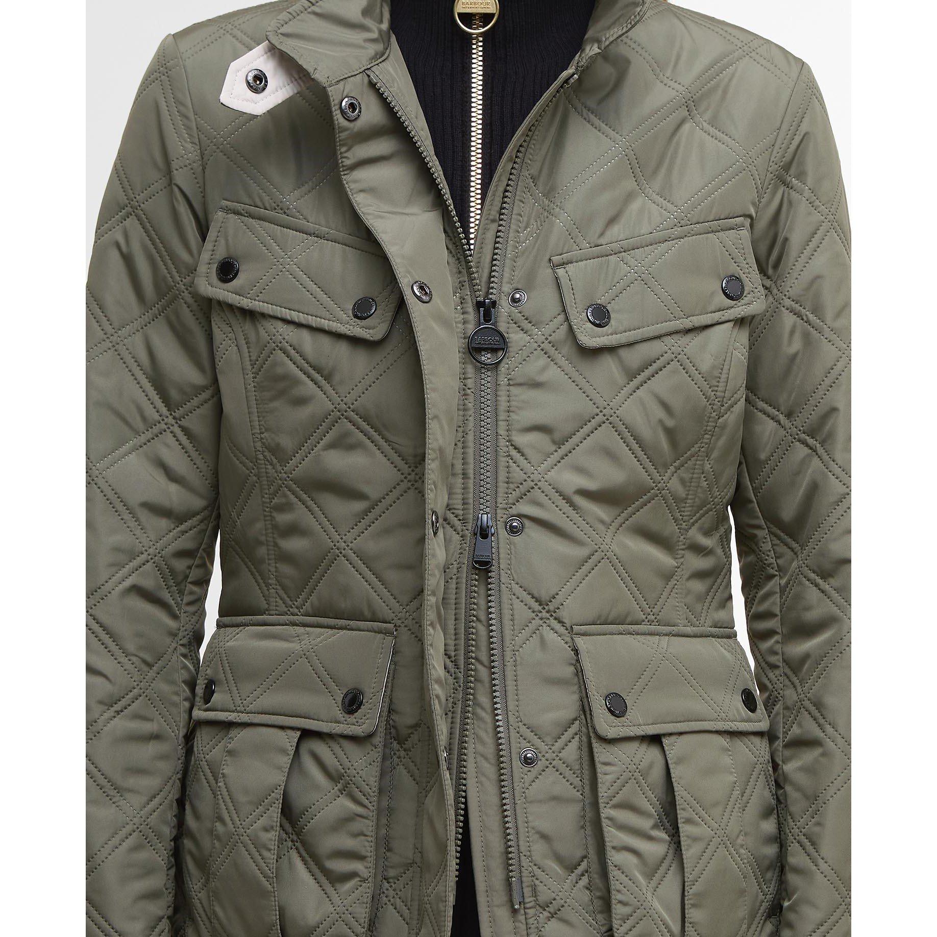 Dusky Khaki/Jas - Barbour International - Womens Halsey Long Sleeve Quilted Jacket - 6