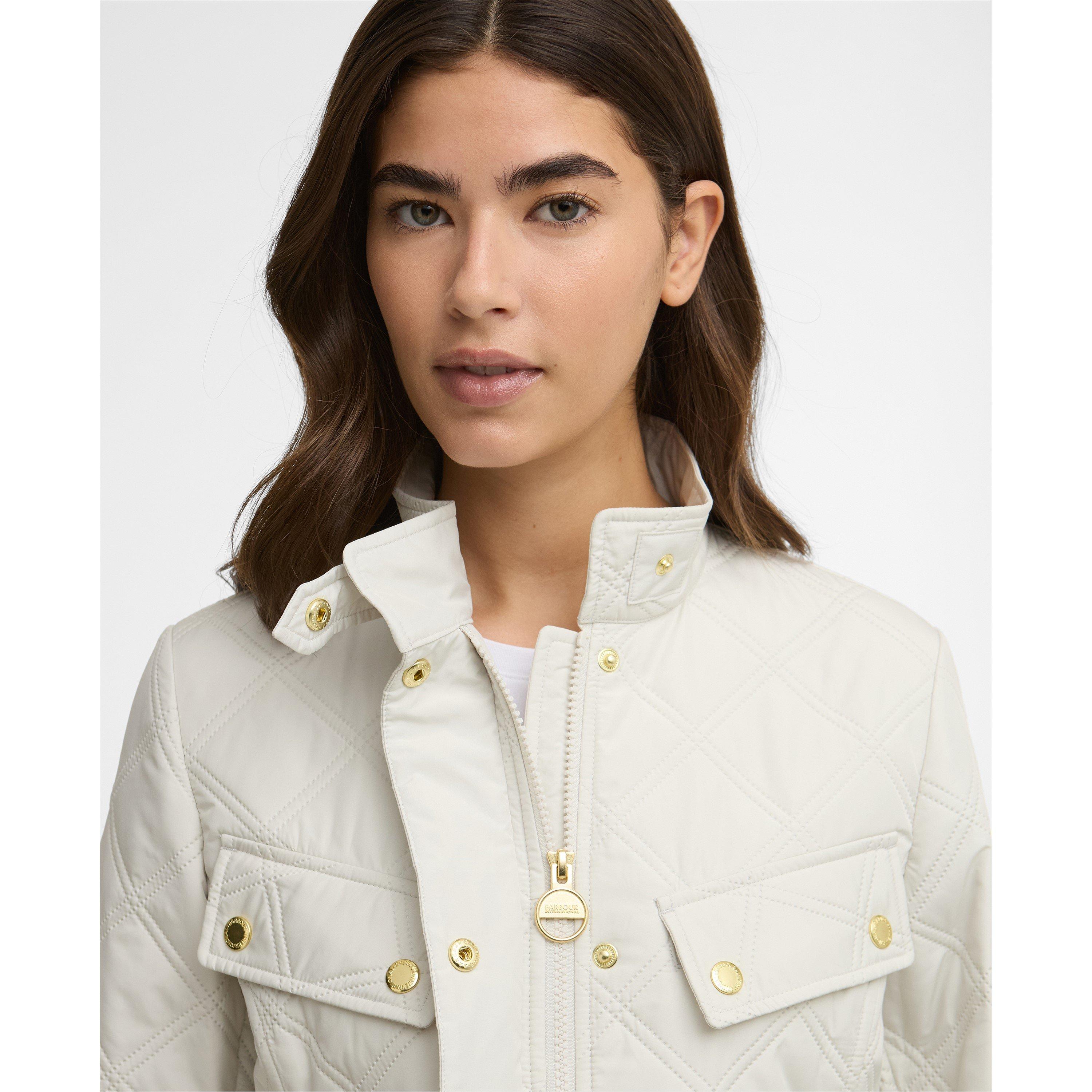 Silver Brch/Slv - Barbour International - Womens Halsey Long Sleeve Quilted Jacket - 4