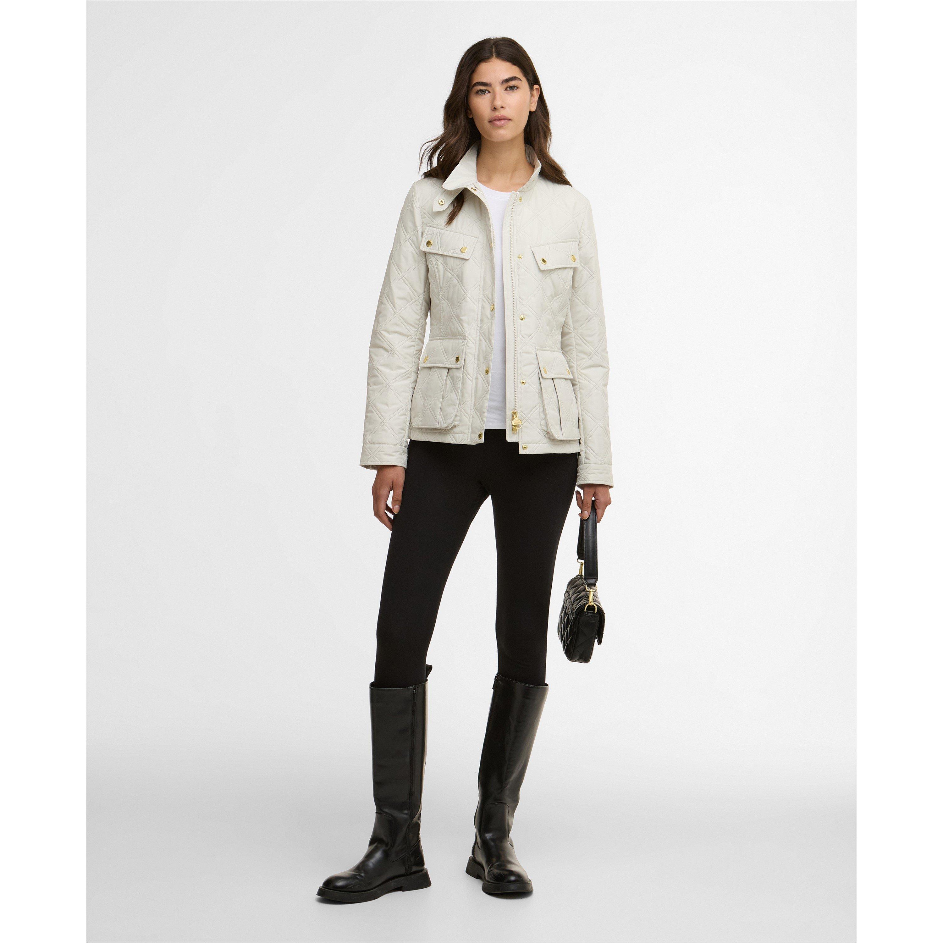 Silver Brch/Slv - Barbour International - Womens Halsey Long Sleeve Quilted Jacket - 6