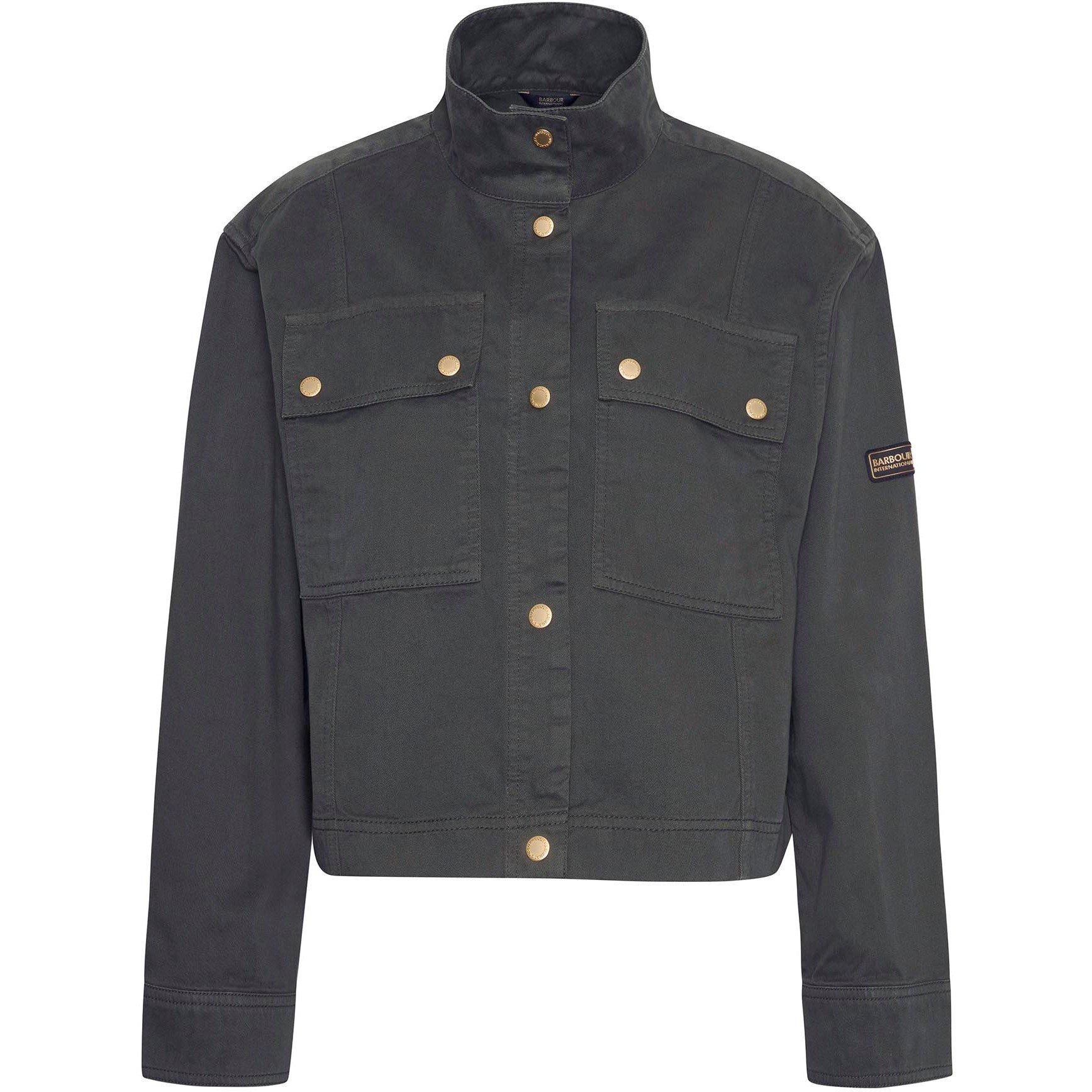 Barbour International Women's Sierra Cotton Long Sleeve Funnel Neck Overshirt - Envy Green - Size 18 (2XL)