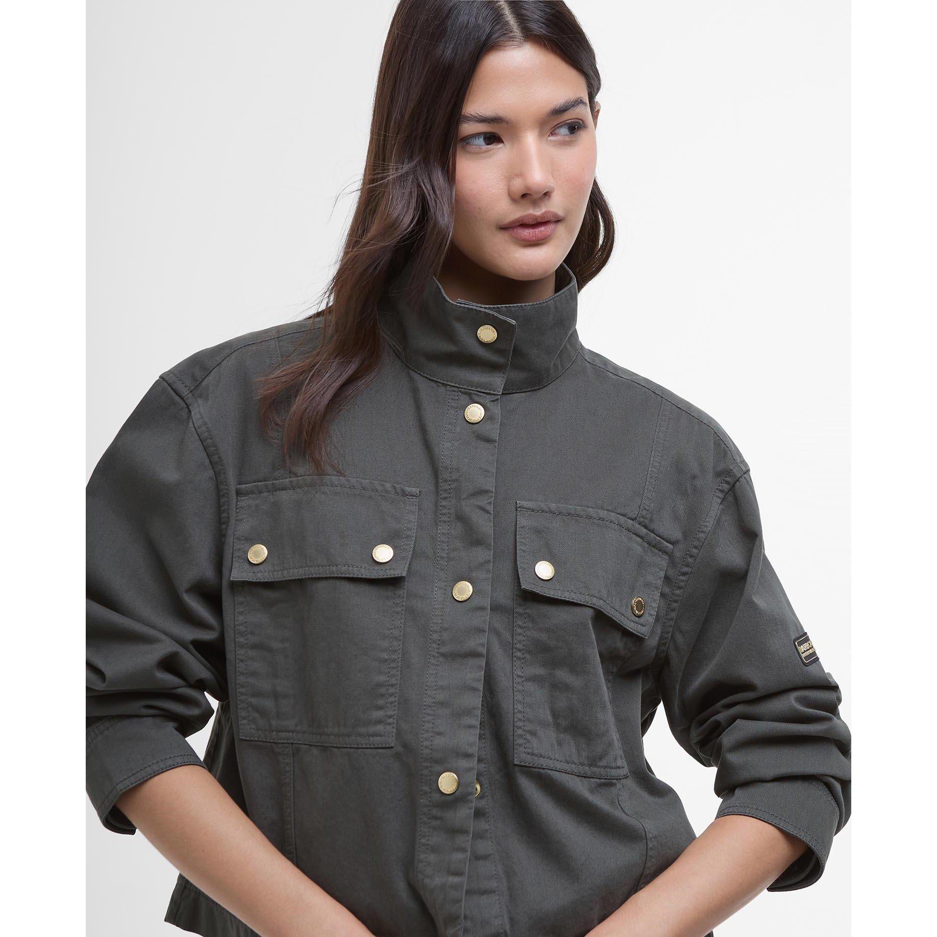 Envy Green - Barbour International - Women's Sierra Cotton Long Sleeve Funnel Neck Overshirt - 4