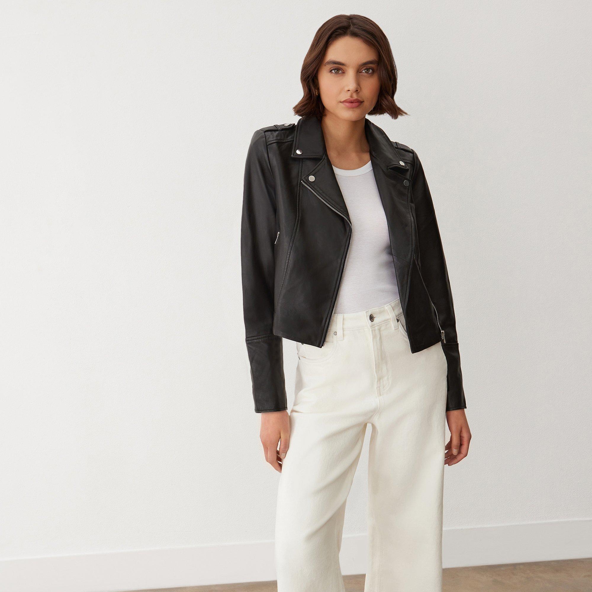 Black - Finery - Women's Faith Leather Long Sleeve Biker Jacket - 2