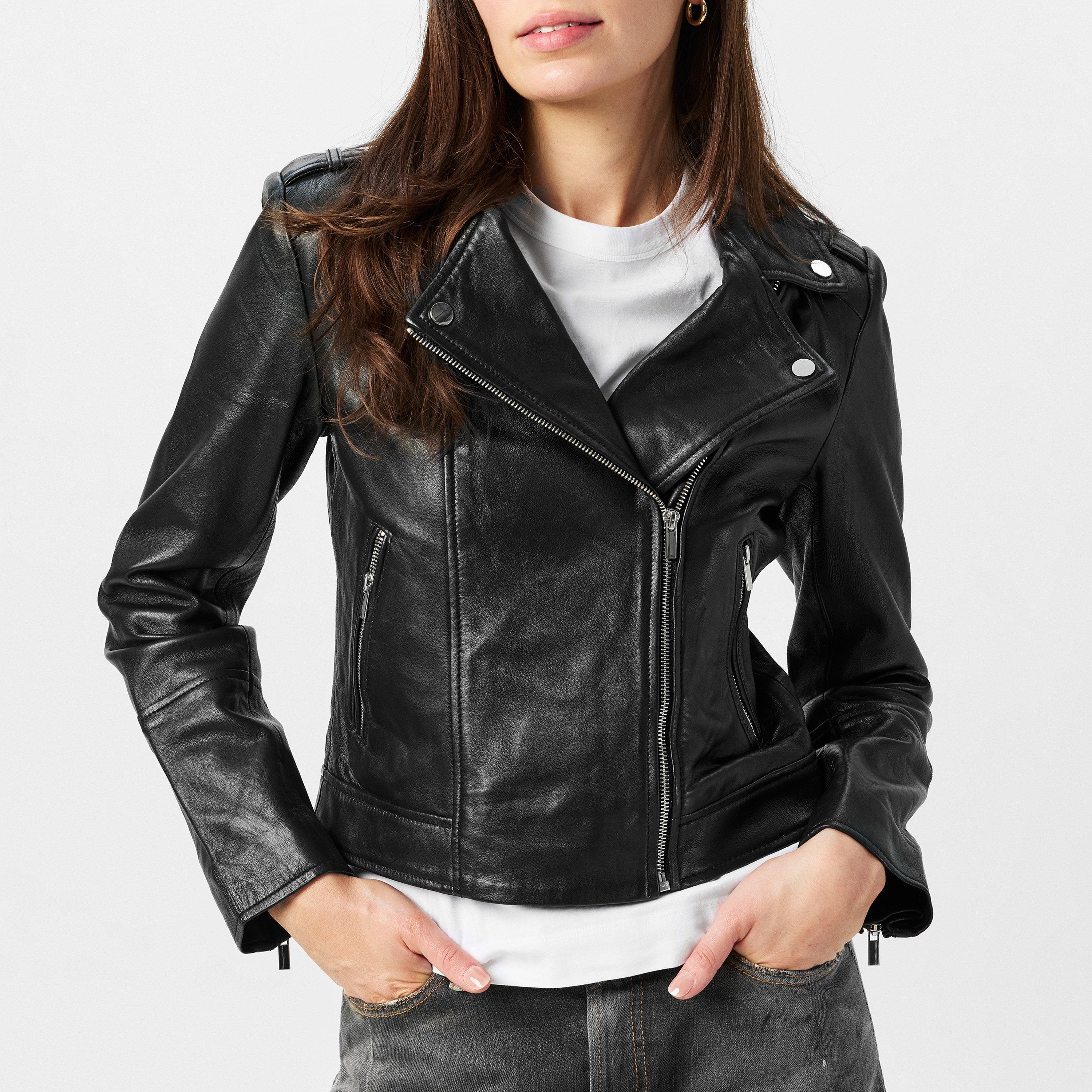 Black - Finery - Women's Faith Leather Long Sleeve Biker Jacket - 3
