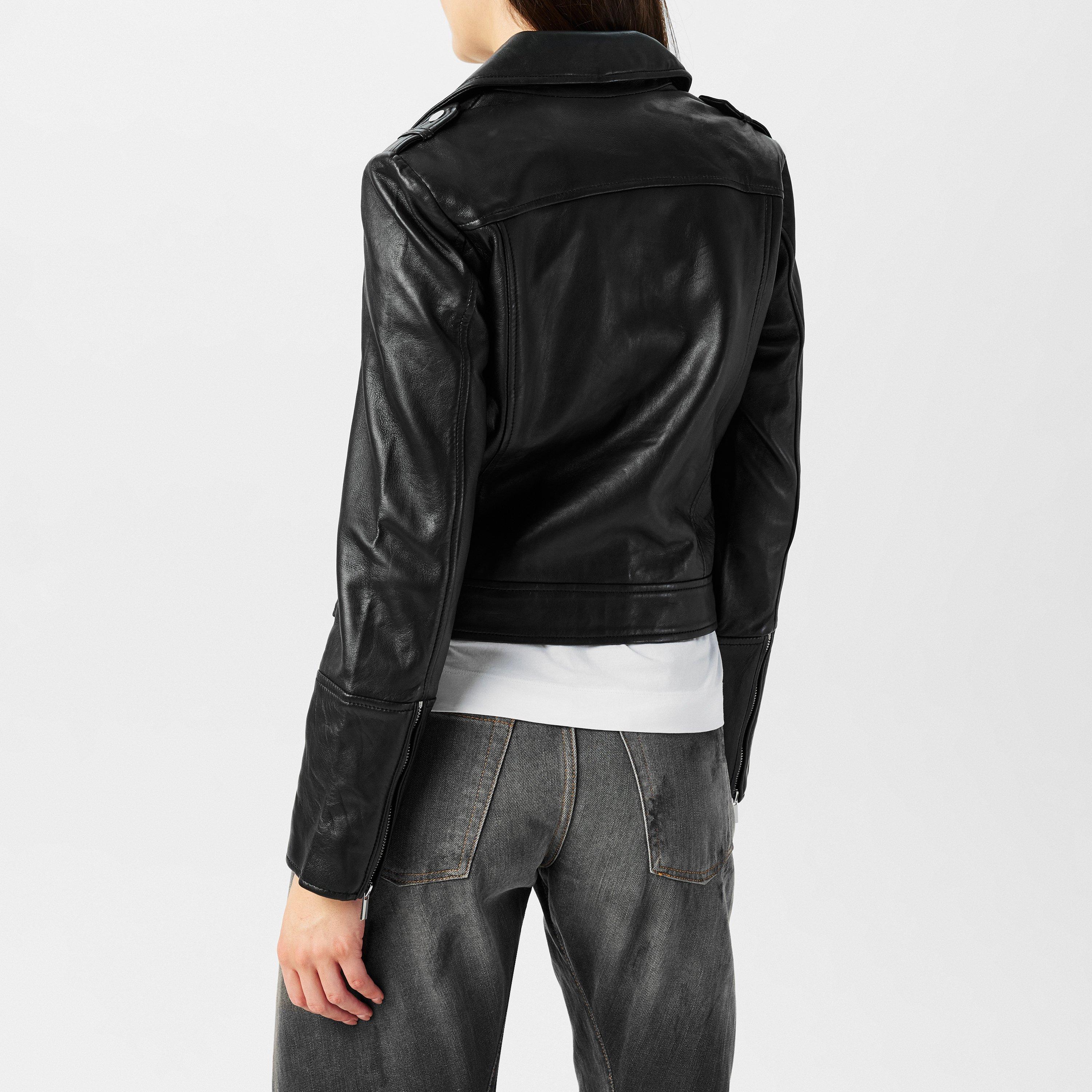 Black - Finery - Women's Faith Leather Long Sleeve Biker Jacket - 4