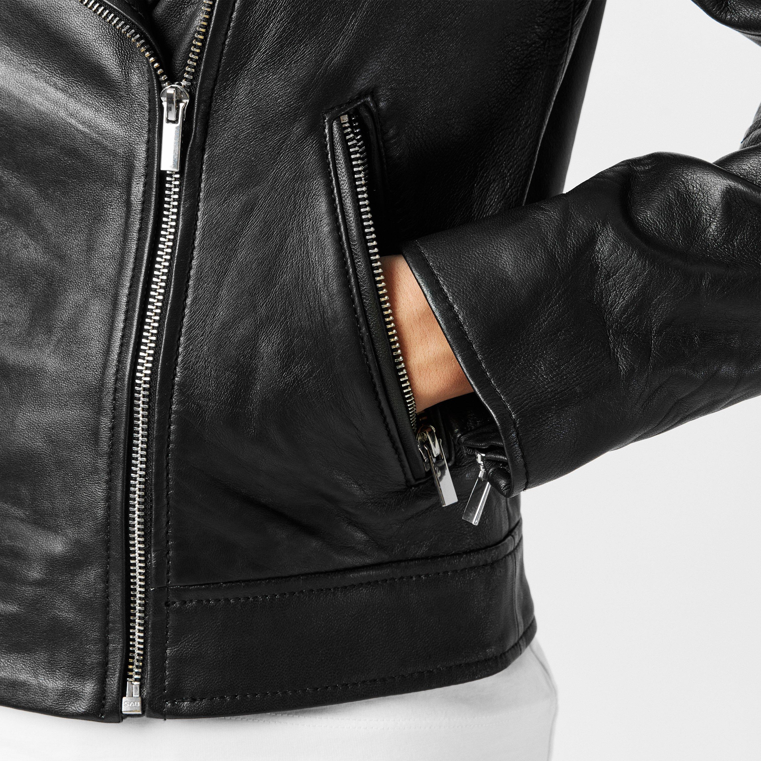 Black - Finery - Women's Faith Leather Long Sleeve Biker Jacket - 5