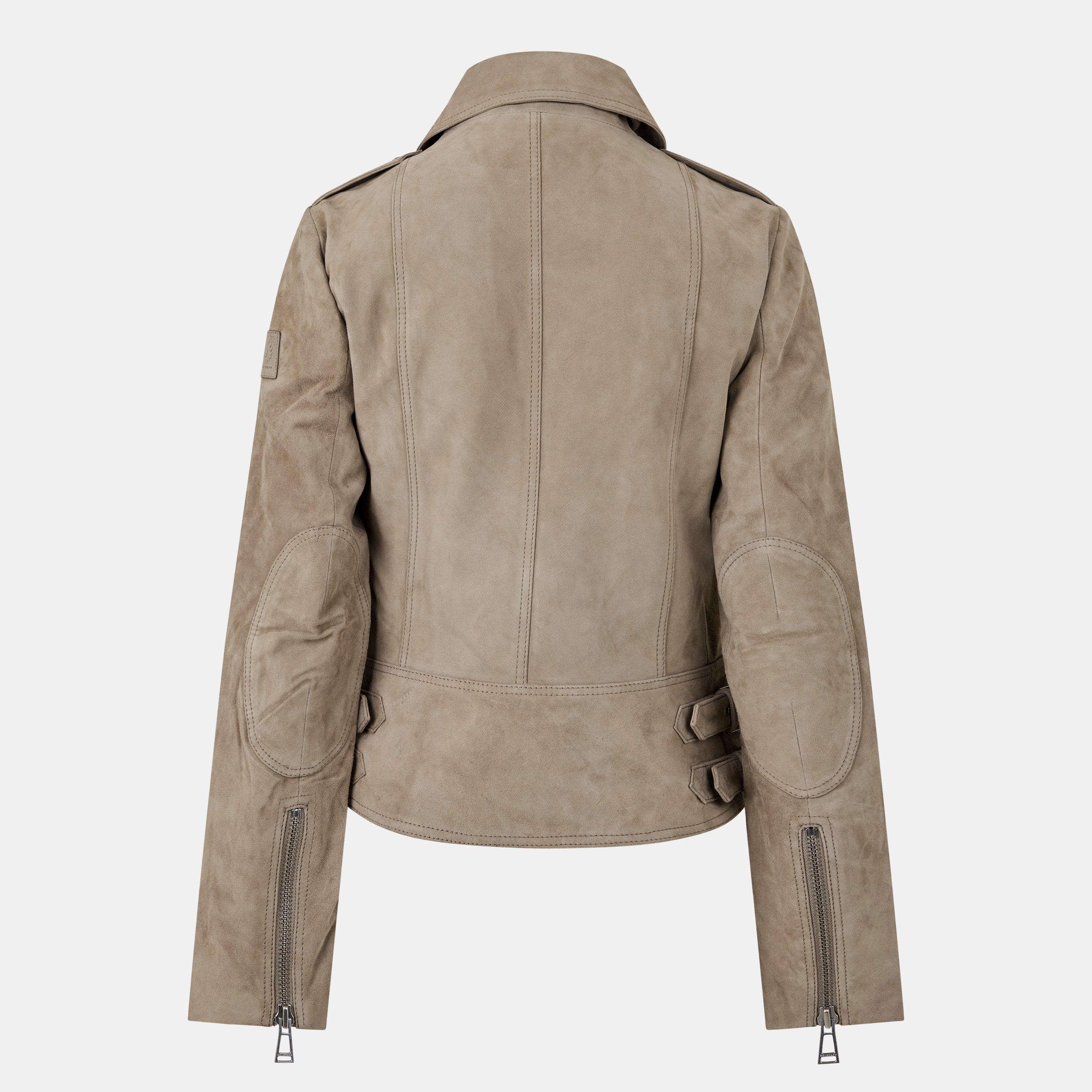 Washed Sand - Belstaff - Women's Mariane Suede Long Sleeve Hip Length Leather Jacket - 2