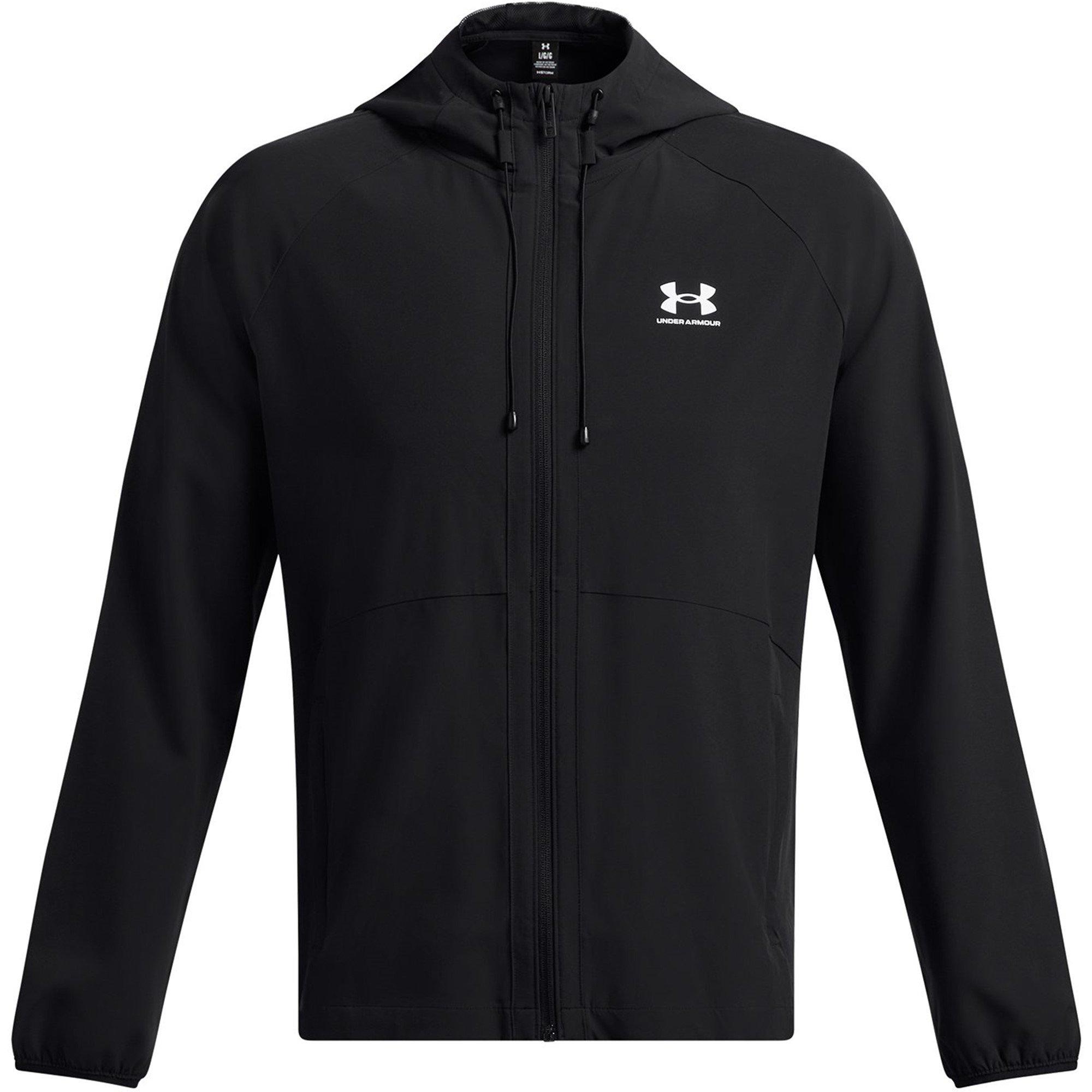 Black/White - Under Armour - Men's Stretch Wind-Resistant Windbreaker - 1