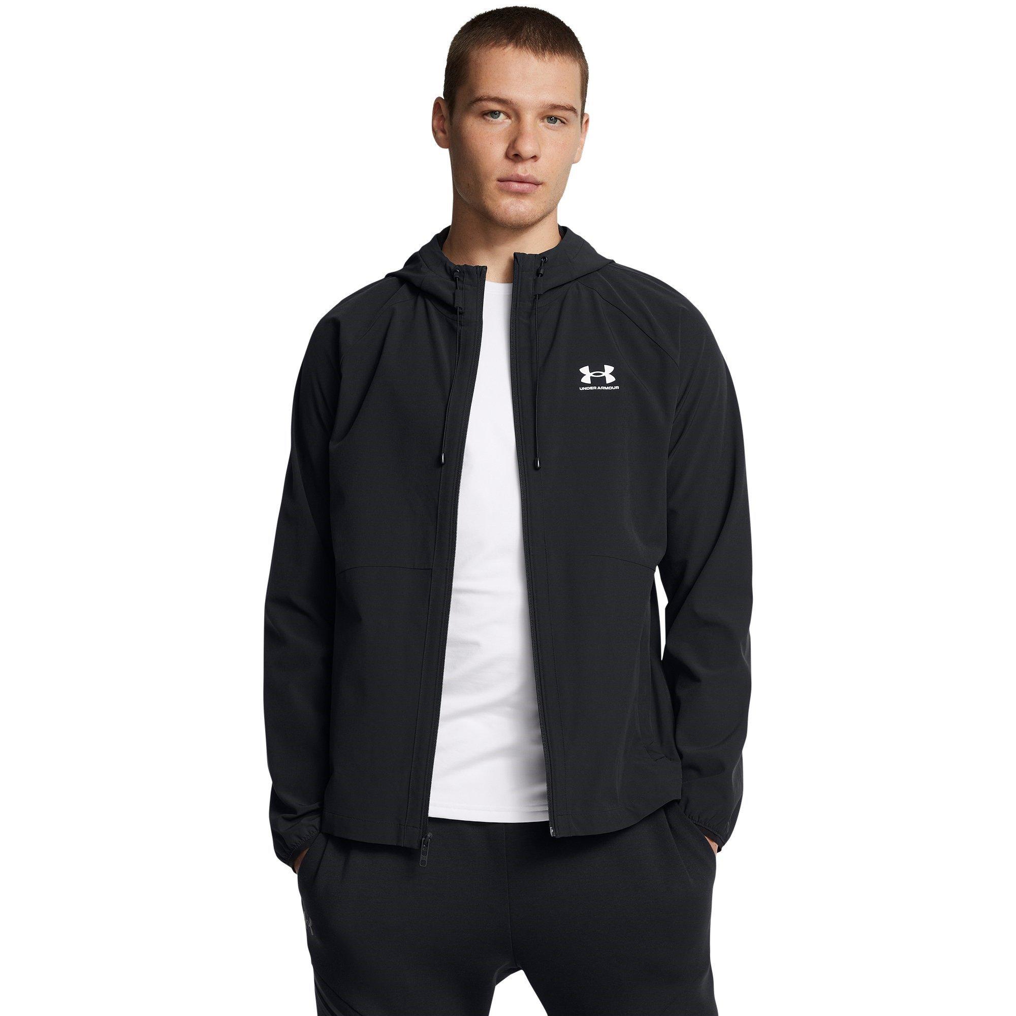 Black/White - Under Armour - Men's  Stretch Wind-Resistant Windbreaker - 3