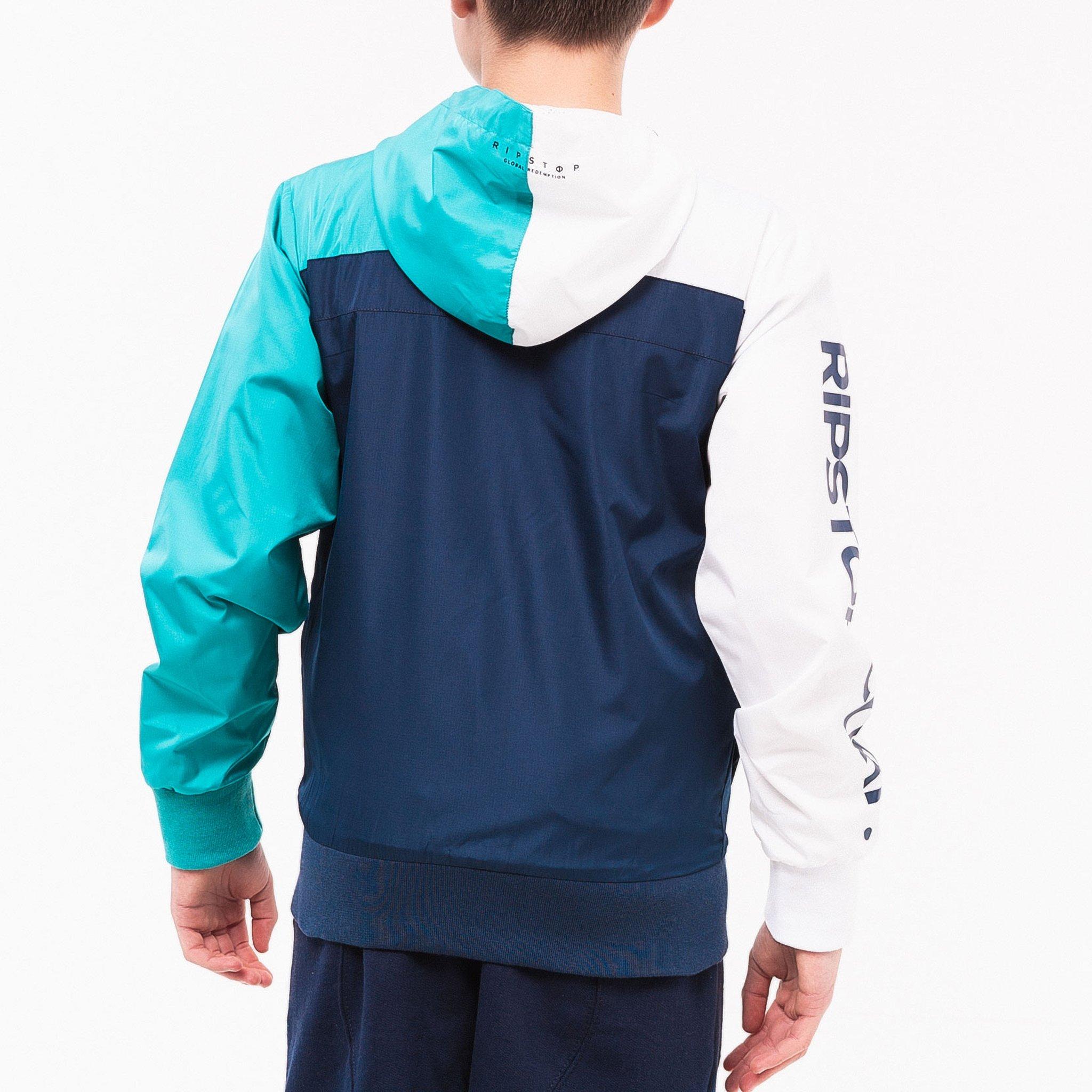 Hvid - Ripstop - Børns Twinface Langærmet Hættetrøje Vindjakke - 2