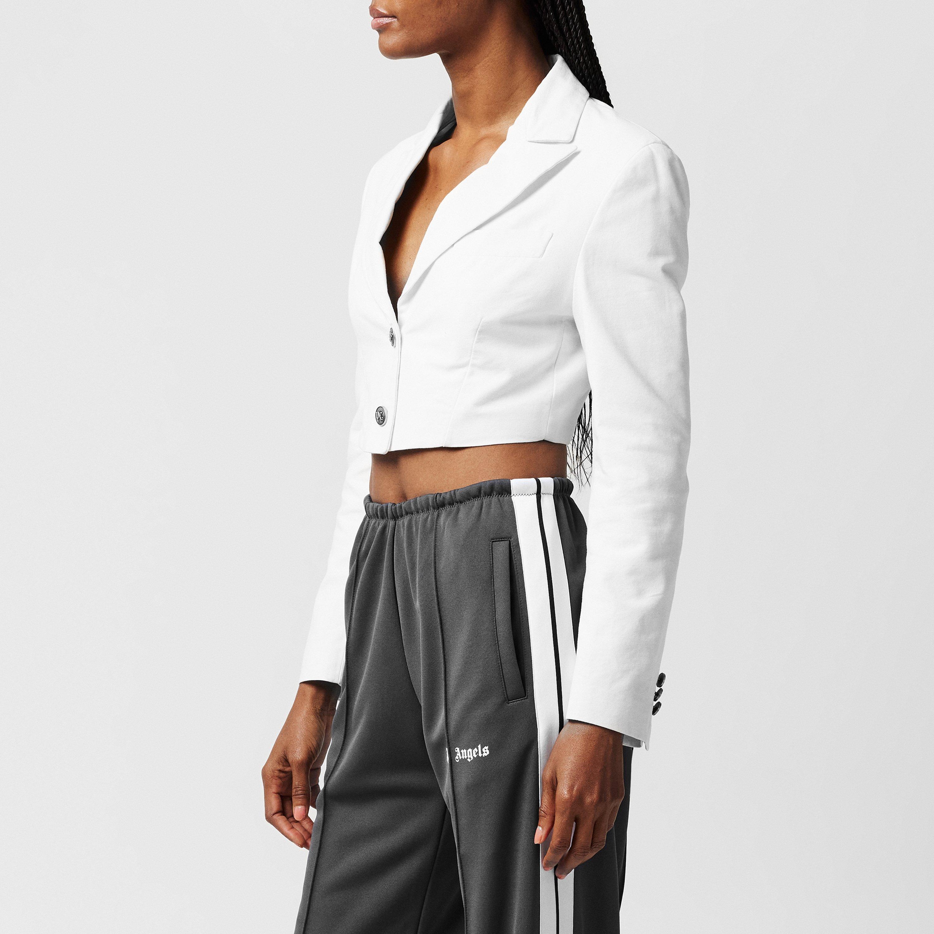 White - Palm Angels - Women's Cropped Cotton Long Sleeve Blazer - 2