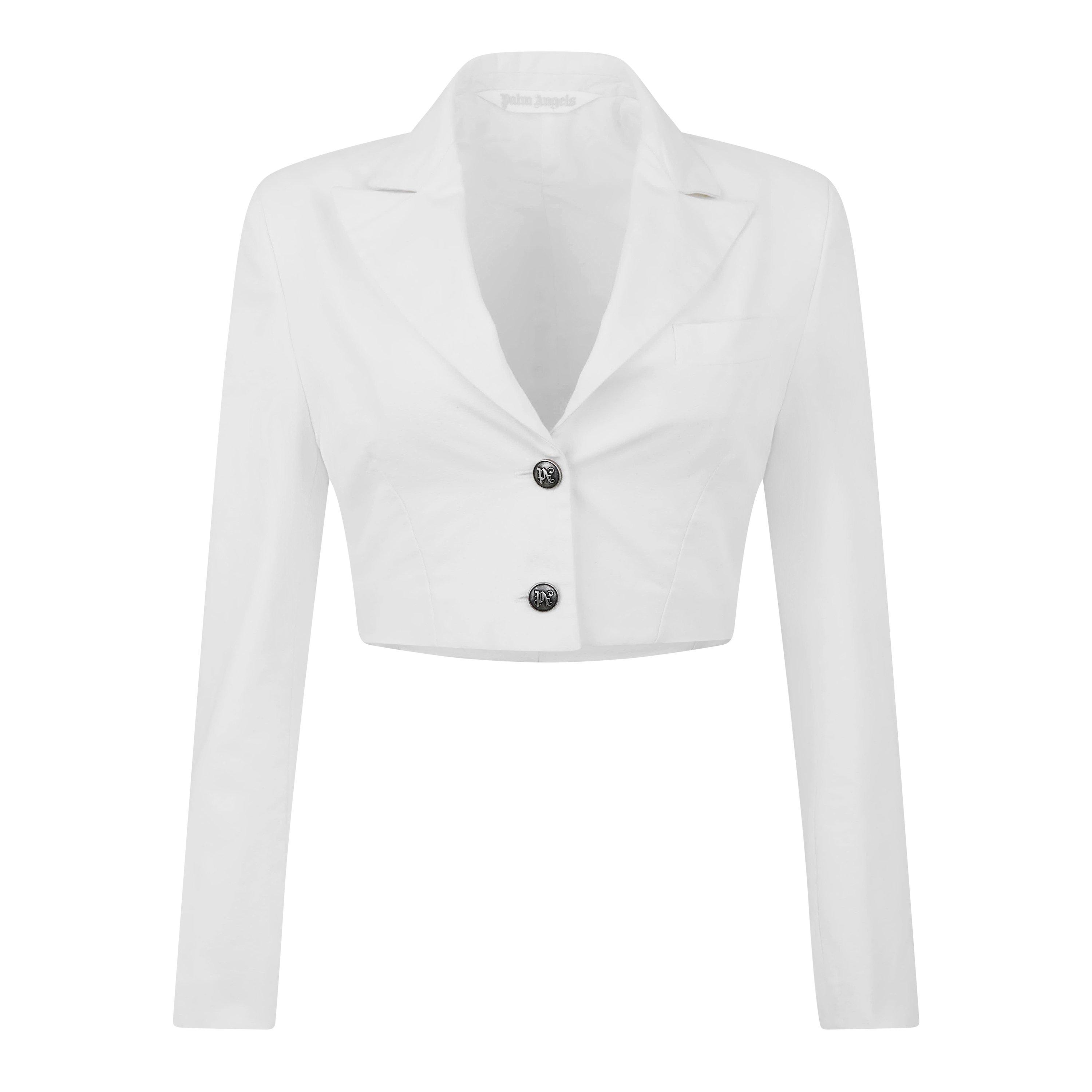 White - Palm Angels - Women's Cropped Cotton Long Sleeve Blazer - 5