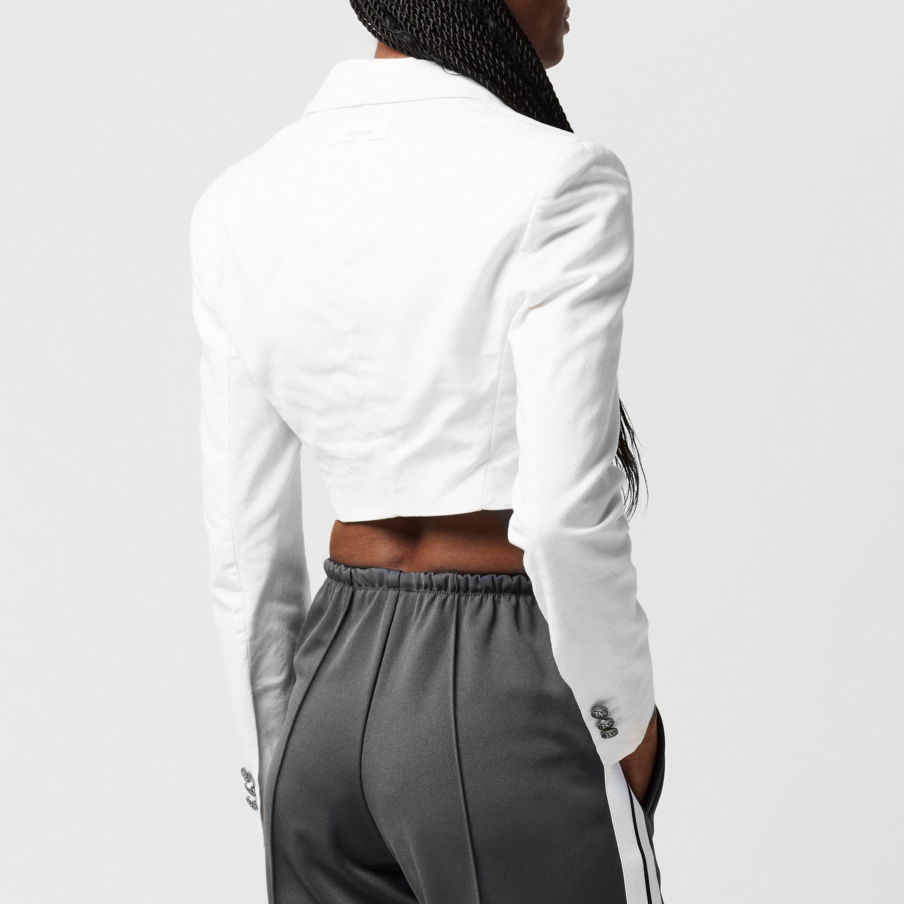 White - Palm Angels - Women's Cropped Cotton Long Sleeve Blazer - 3