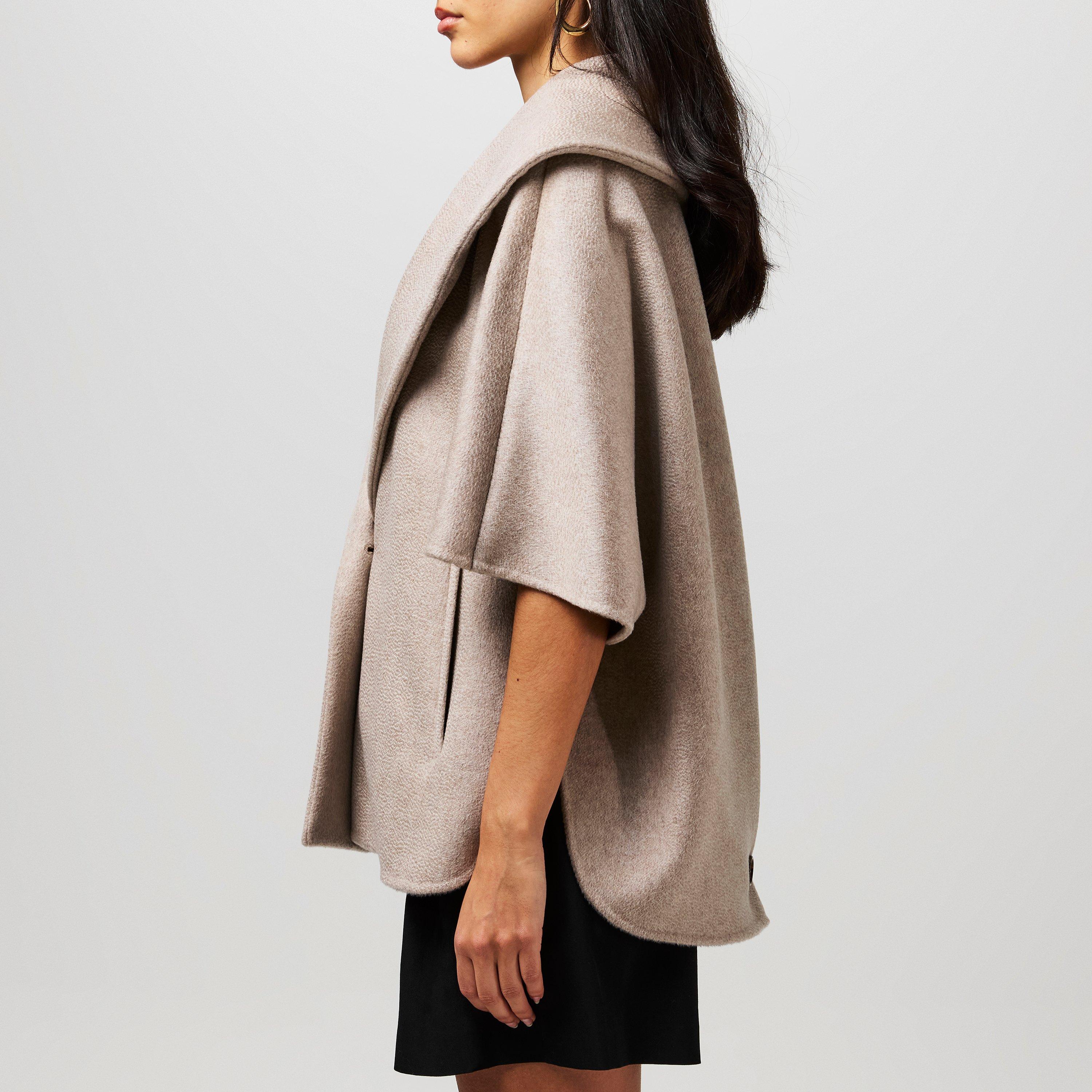 Beige - Max Mara - Women's Cashmere Cape Oversized Fit Hybrid Jacket - 2