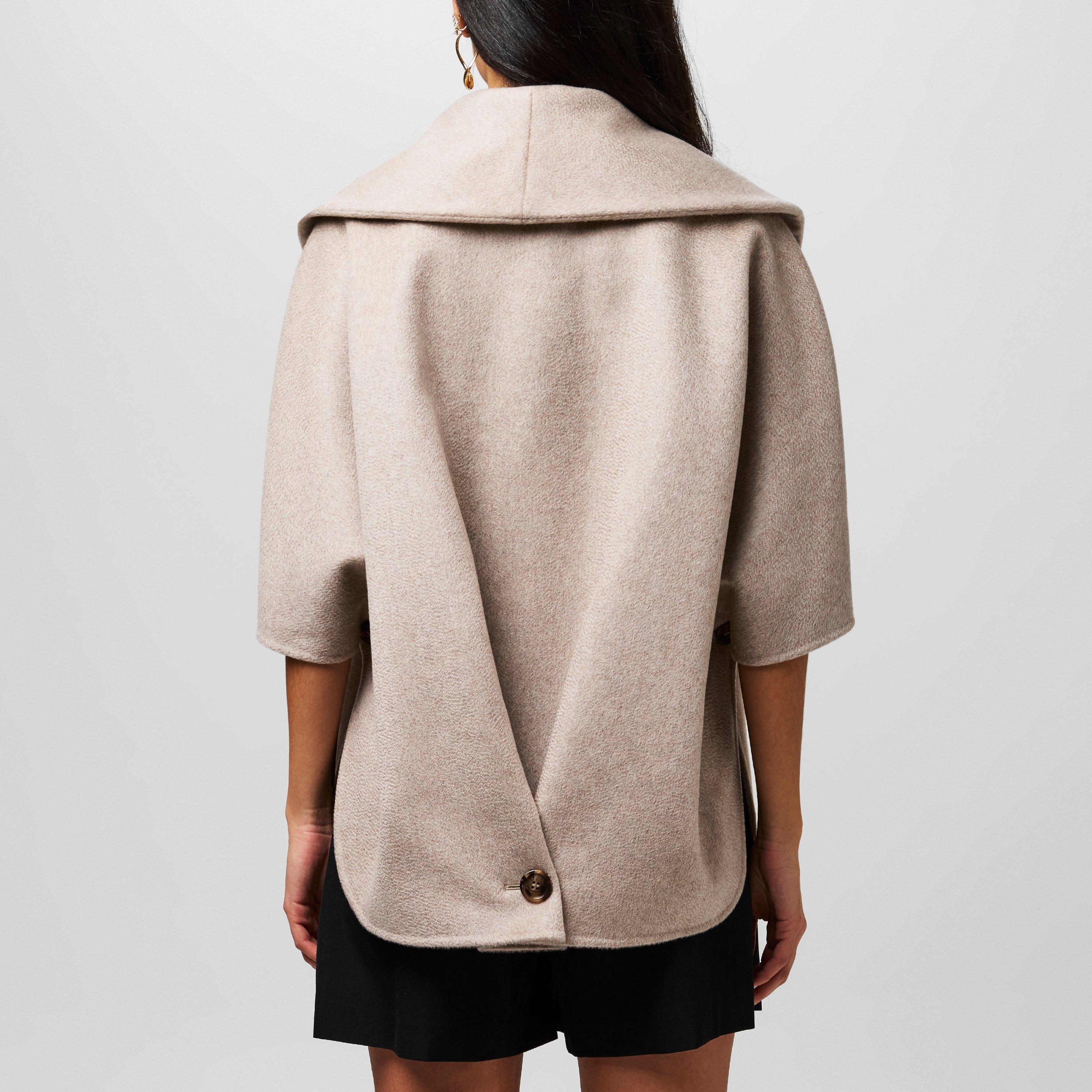 Beige - Max Mara - Women's Cashmere Cape Oversized Fit Hybrid Jacket - 3