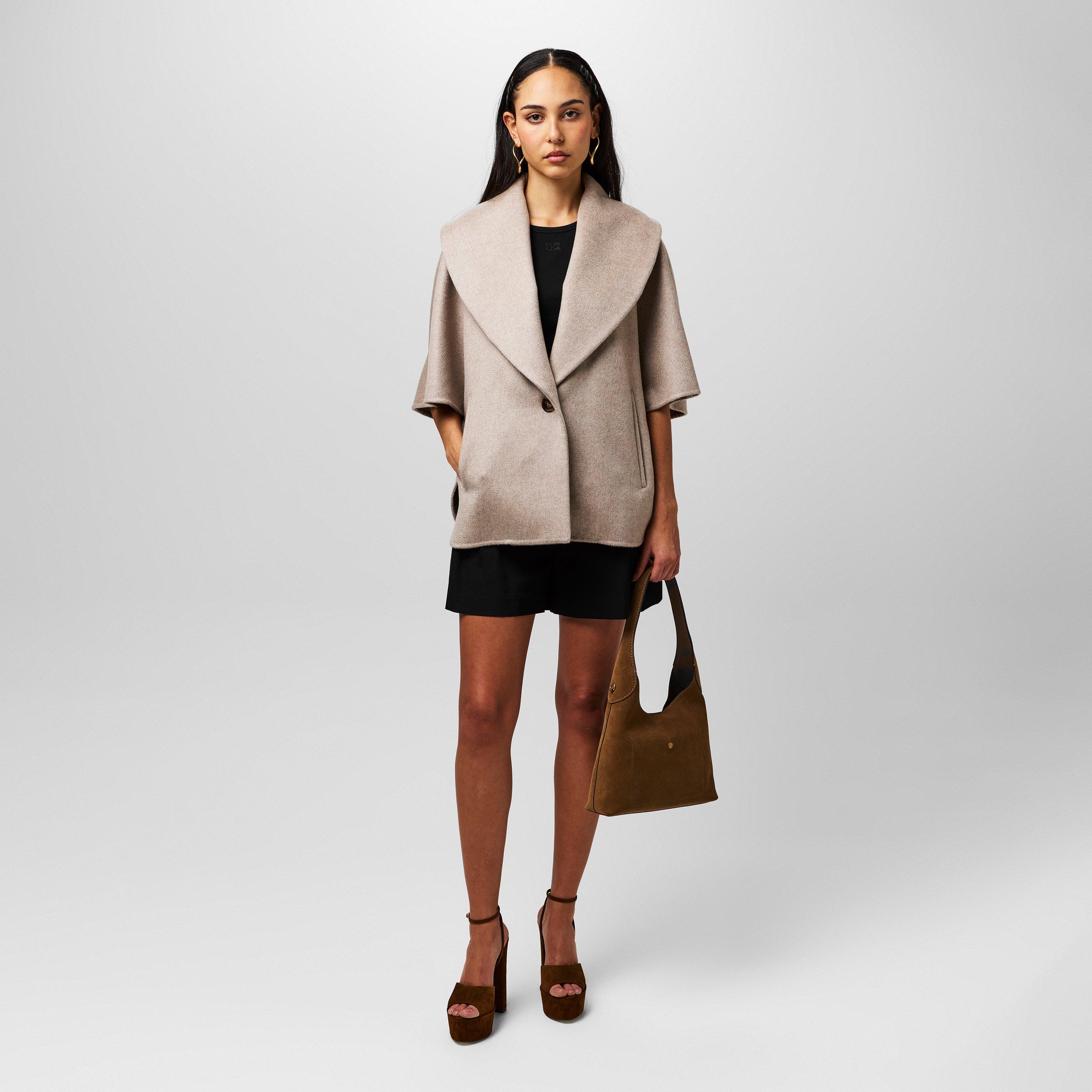 Beige - Max Mara - Women's Cashmere Cape Oversized Fit Hybrid Jacket - 4