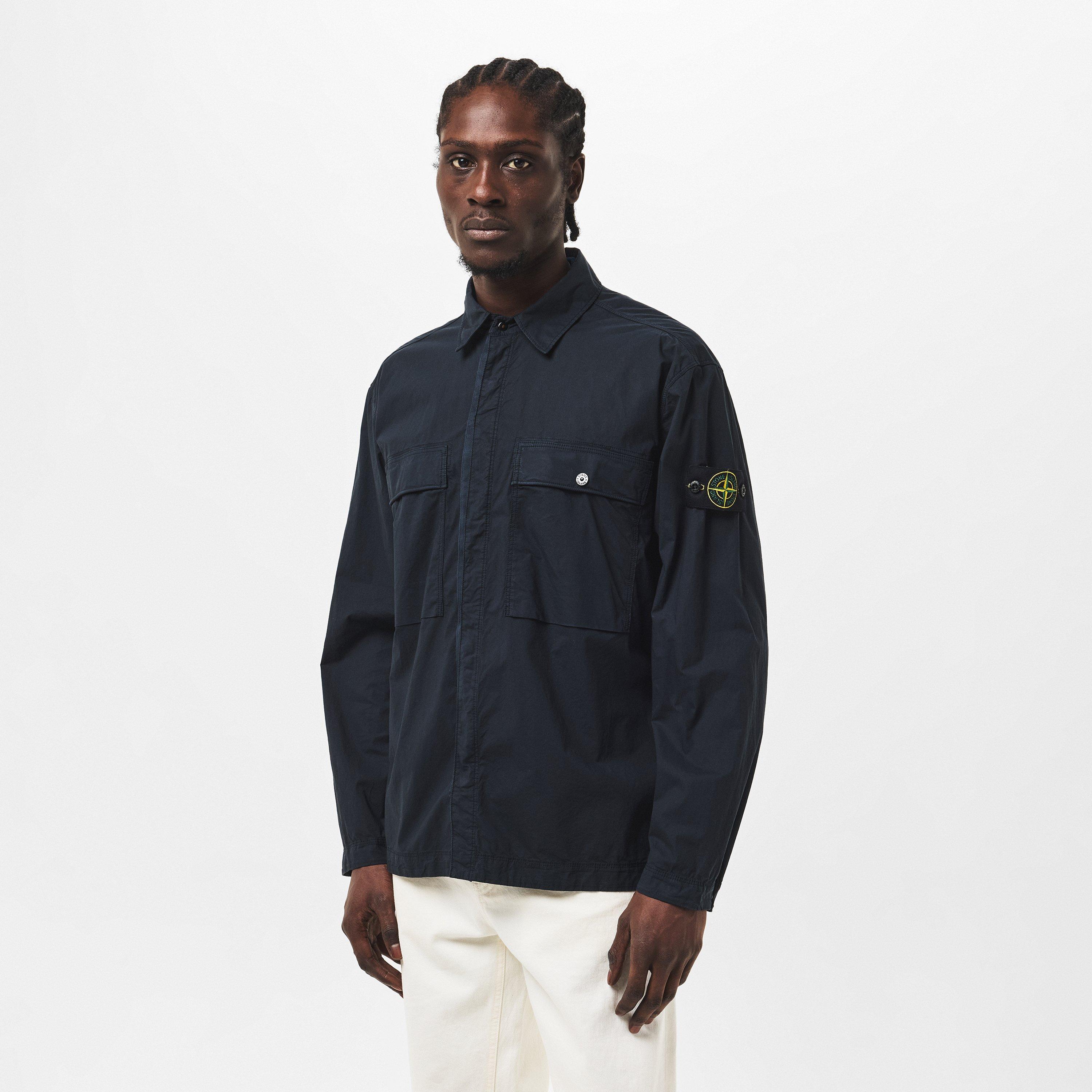 Blue V0020 - Stone Island - Men's 2 Pocket Tela Cotton Long Sleeve Overshirt - 3