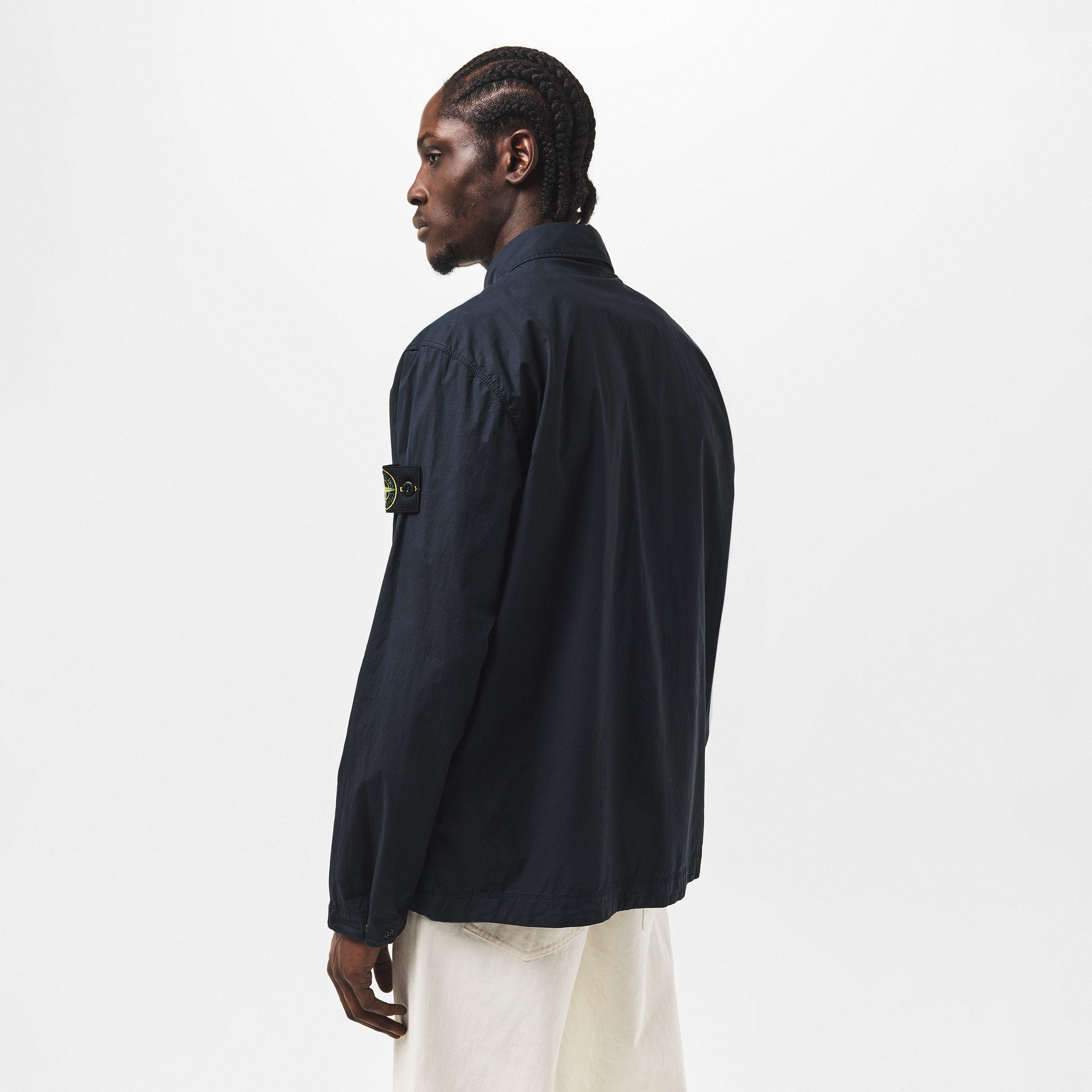 Blue V0020 - Stone Island - Men's 2 Pocket Tela Cotton Long Sleeve Overshirt - 4