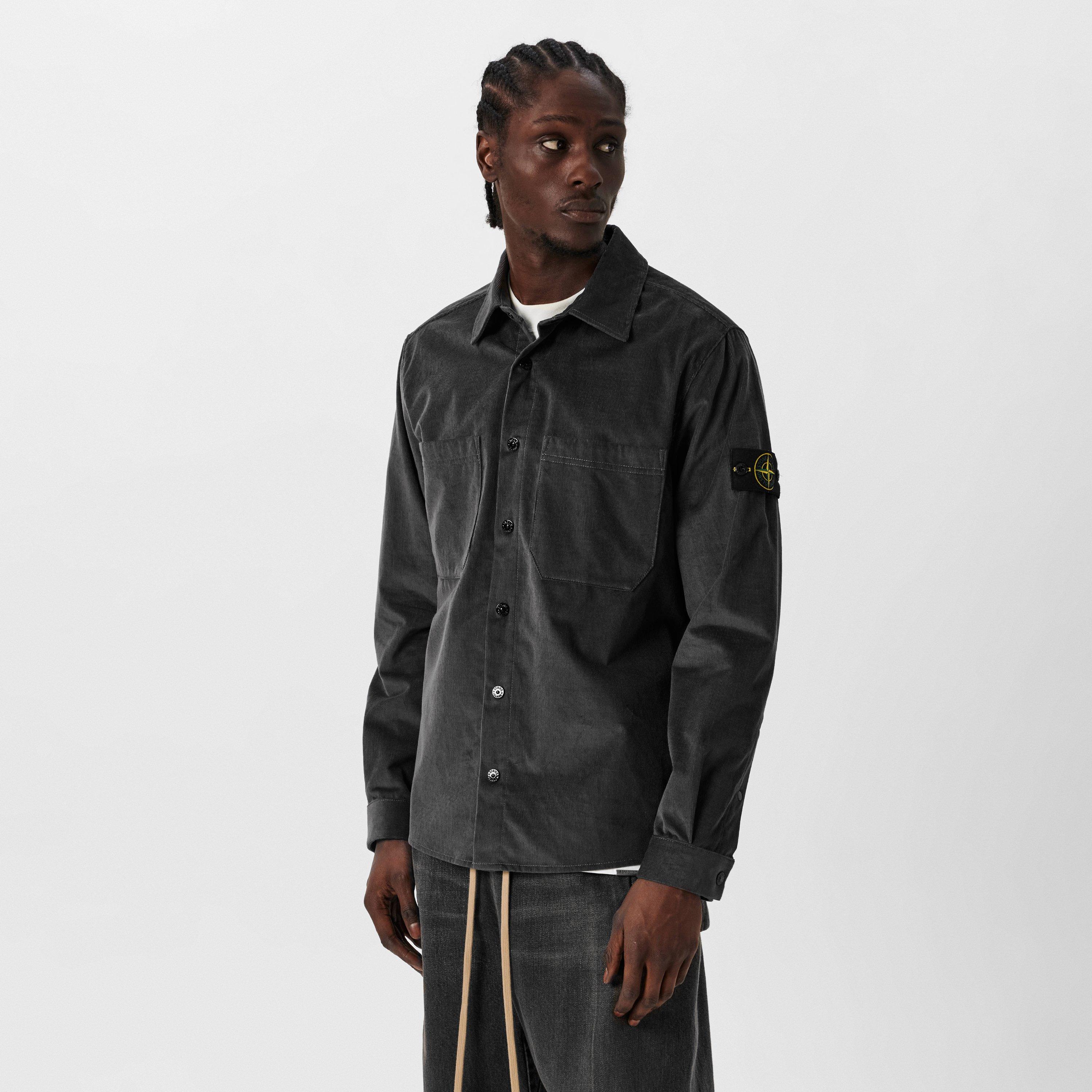 Antracite V0065 - Stone Island - Men's Cord Cotton Long Sleeve Overshirt - 3