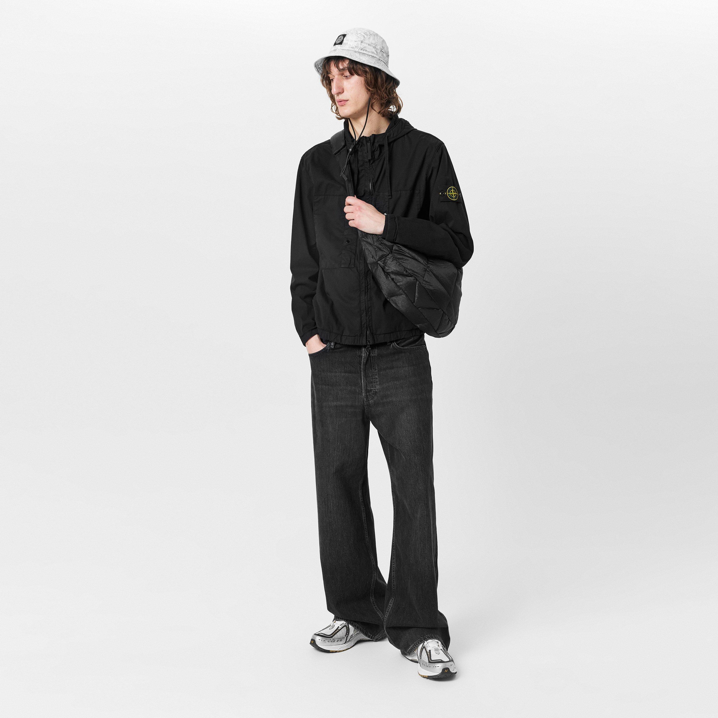 Nero V0029 - Stone Island - Men's Supima Cotton Twill Hooded Long Sleeve Overshirt - 6