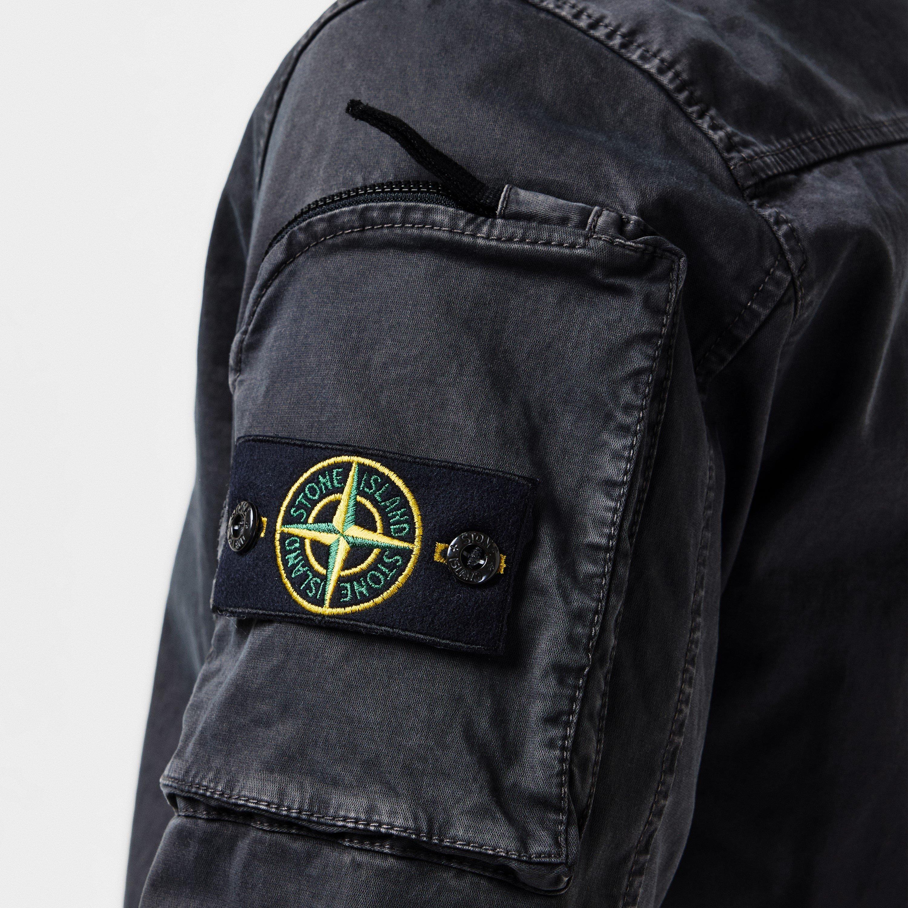 Antracite V0165 - Stone Island - Men's  Compass Twill Cotton Overshirt - 5