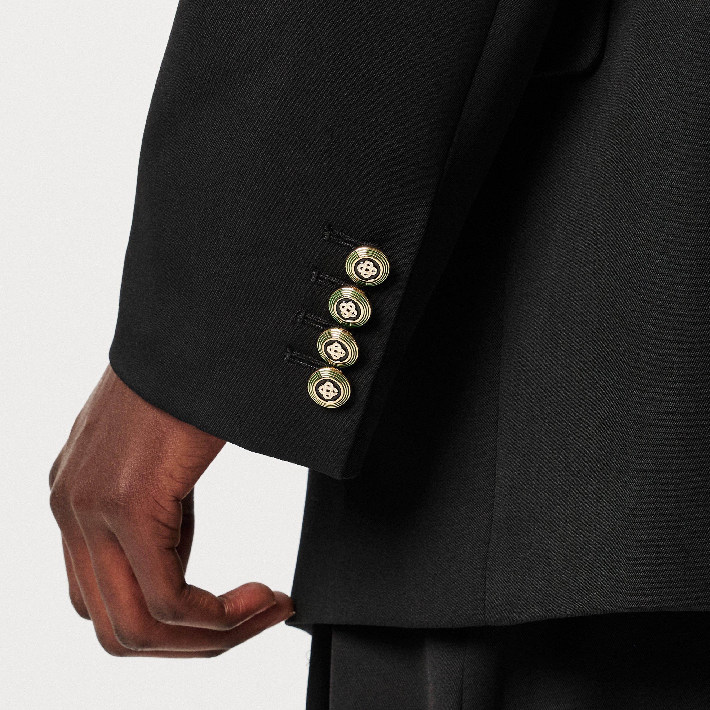 Black - Casablanca - Women's Double Breasted Evening Wool Long Sleeve Blazer - 5