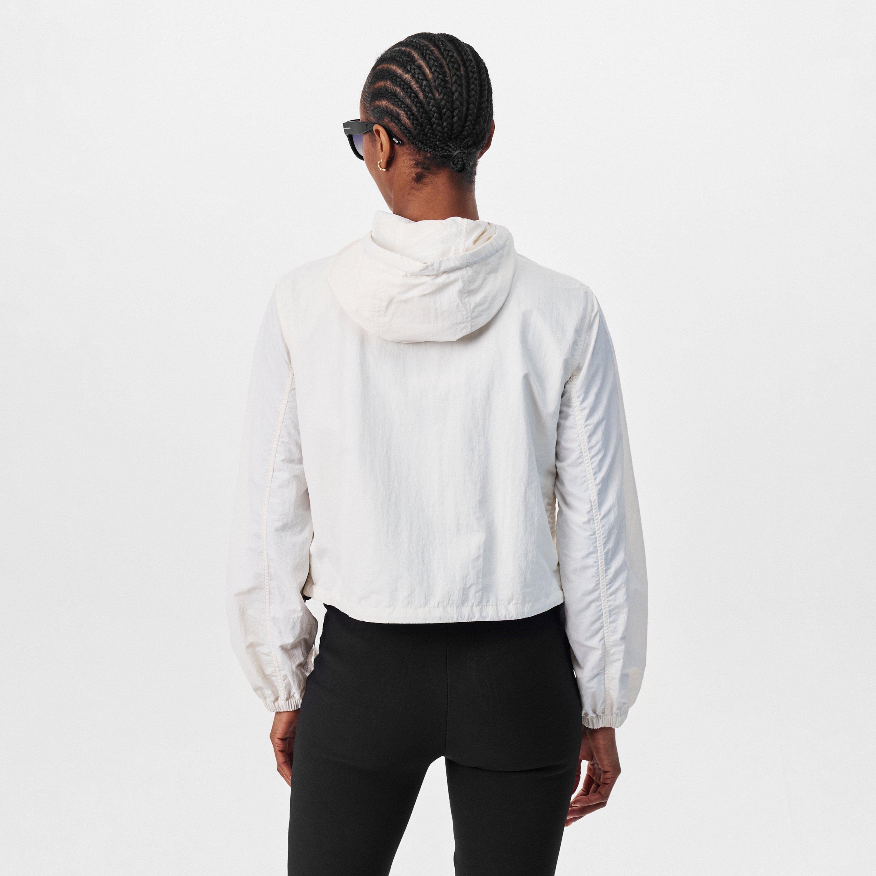 White/Blue - Burberry - Women's Equestrian Knight Design Cropped Hooded Softshell Jacket - 4