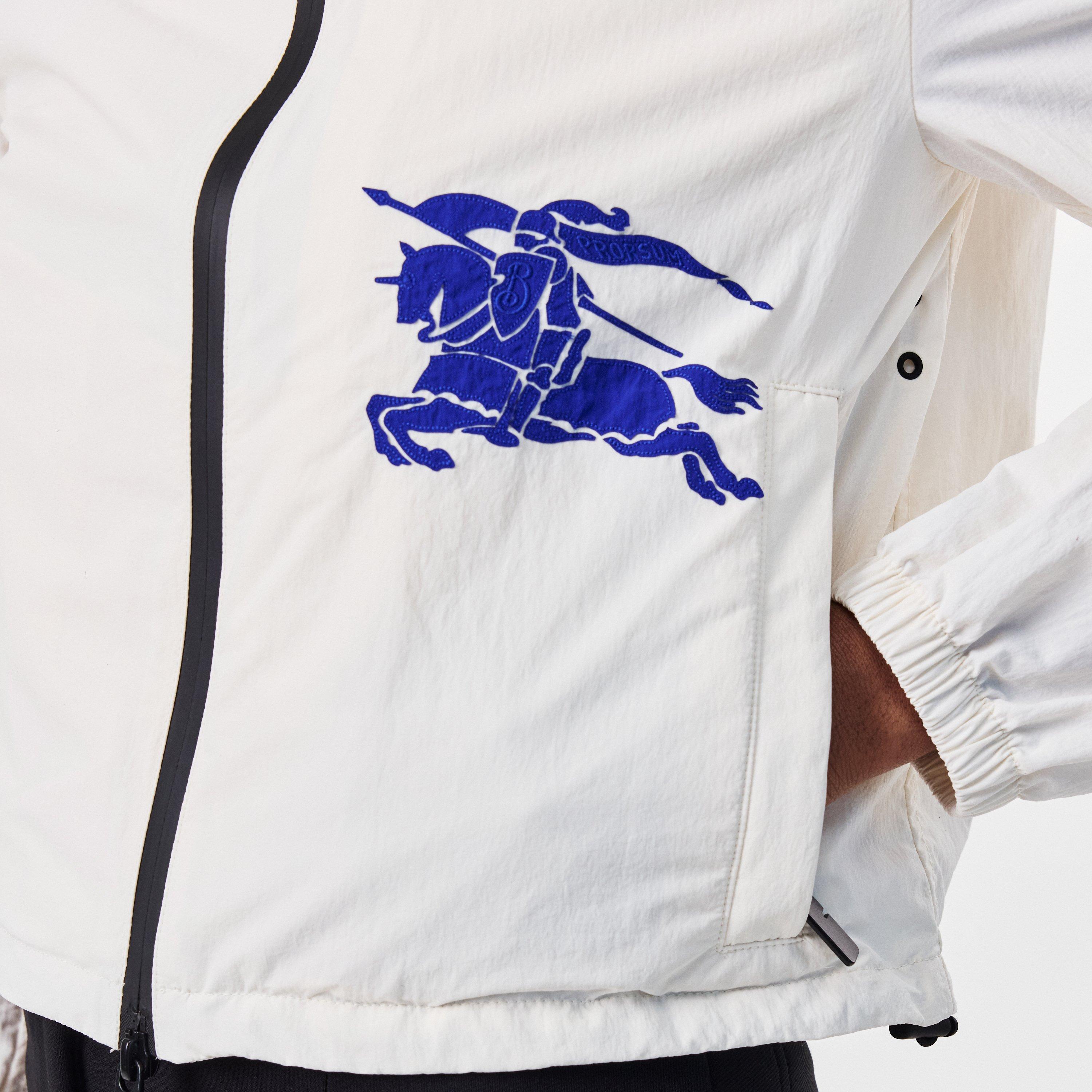 White/Blue - Burberry - Women's Equestrian Knight Design Cropped Hooded Softshell Jacket - 5