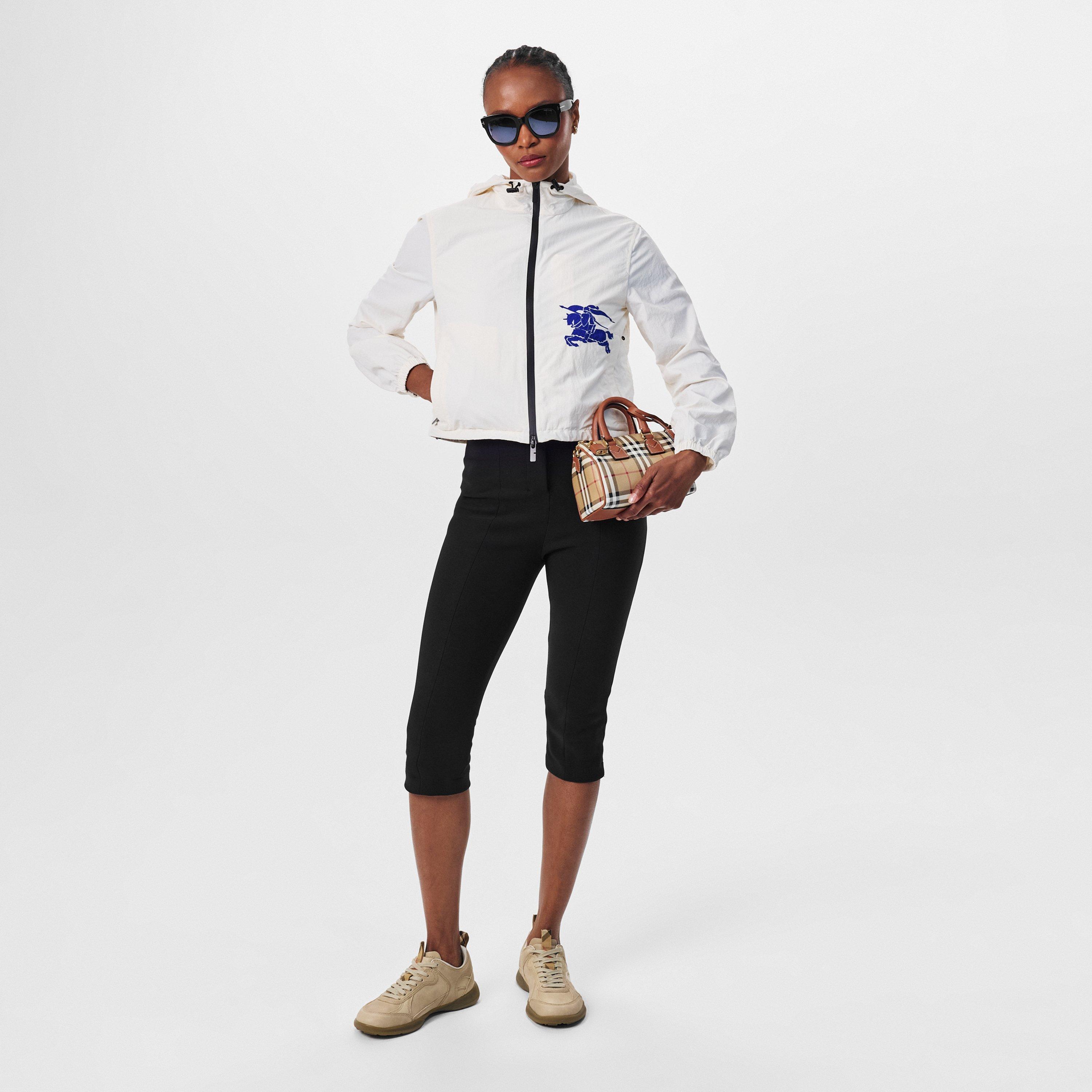 White/Blue - Burberry - Women's Equestrian Knight Design Cropped Hooded Softshell Jacket - 6