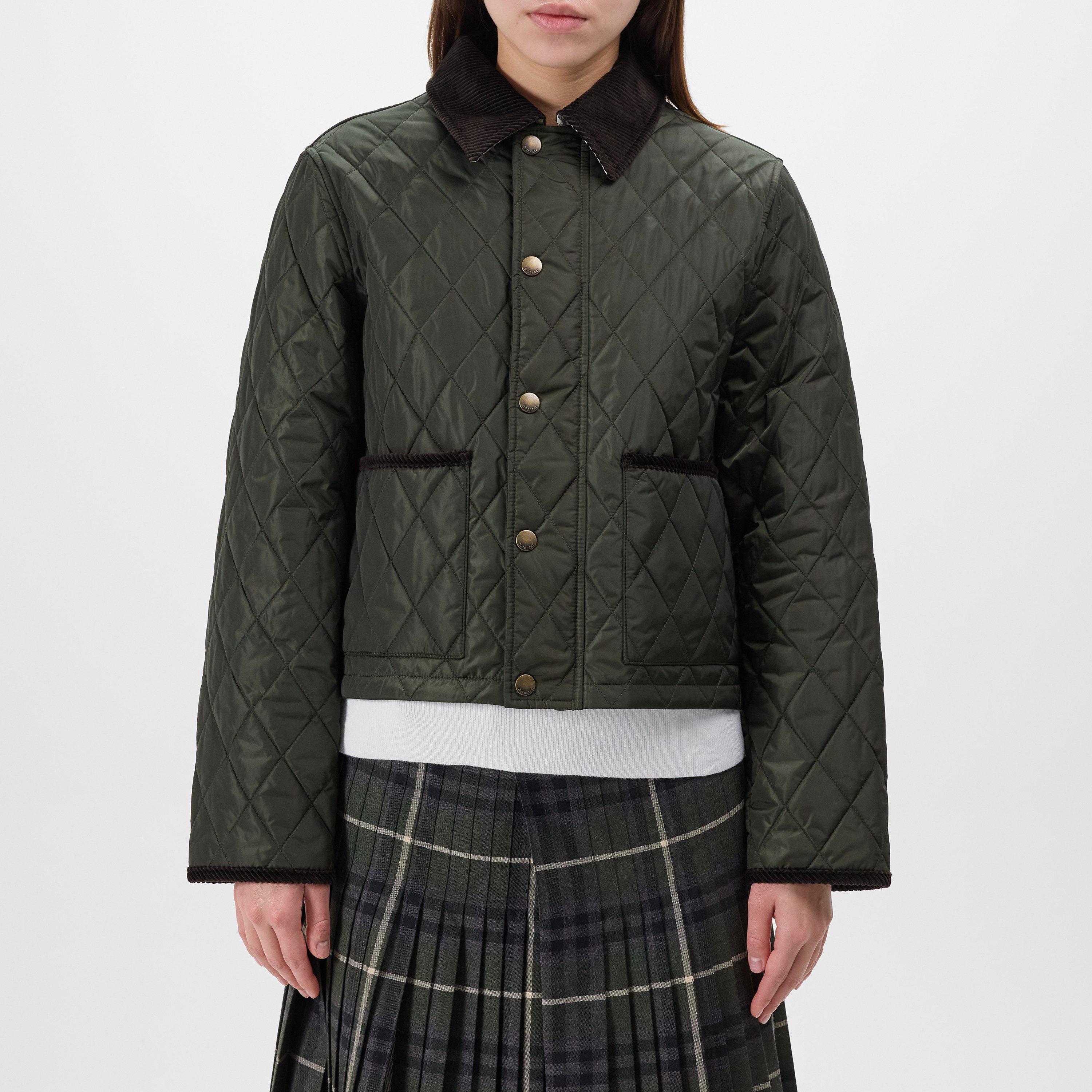 Shale - Burberry - Women's Cropped Diamond Quilted Jacket - 1