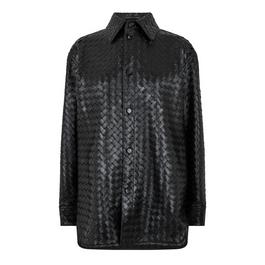 Bottega Veneta Intrecciato Curved Hem Leather Shirt