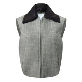 Bottega Veneta Leather Collar Structured Melange Vest