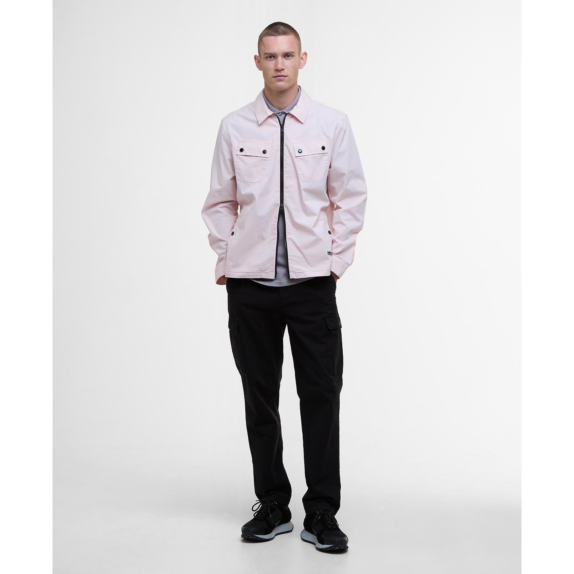 Quartz Pink - Barbour International - Men's Hayden Cotton Long Sleeve Zip Overshirt - 3