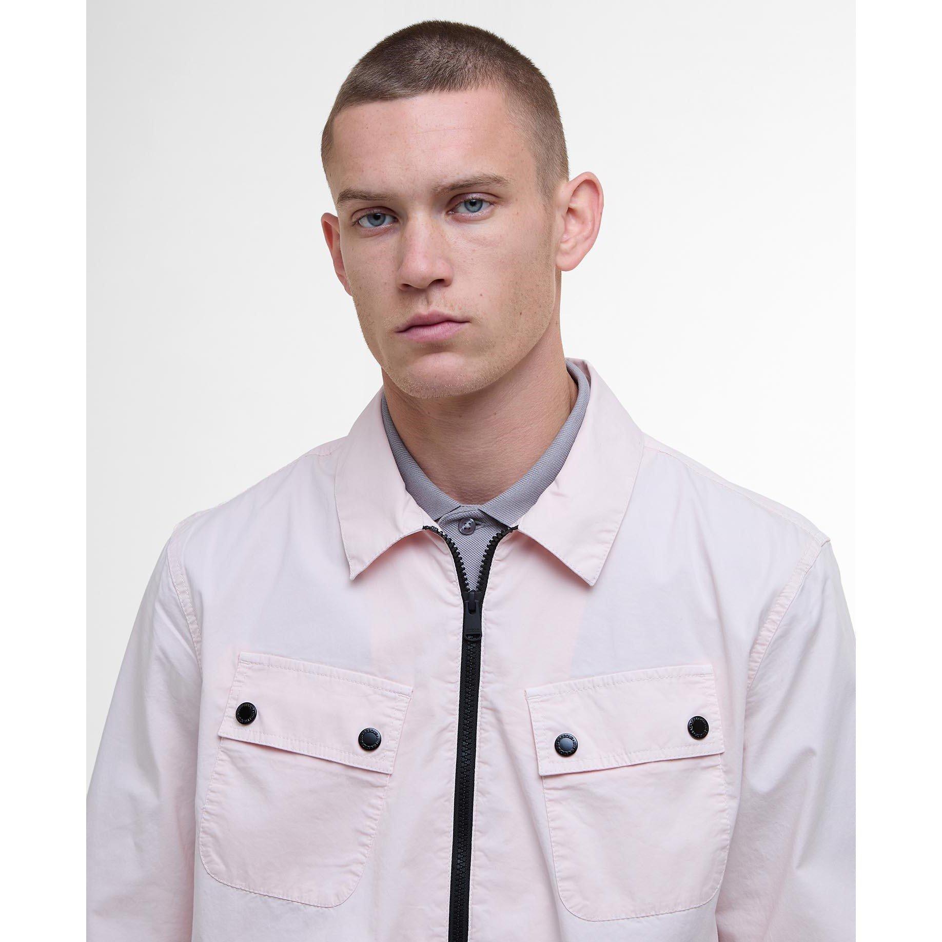 Quartz Pink - Barbour International - Men's Hayden Cotton Long Sleeve Zip Overshirt - 4