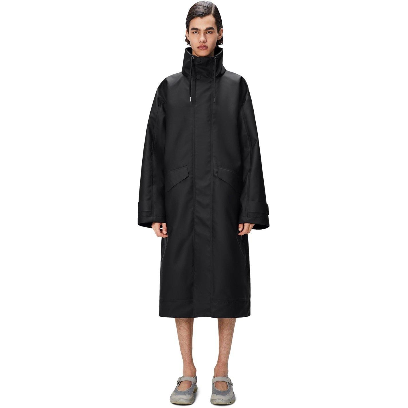 Black 01 - Rains - Men's Vision Longer Waterproof Windproof Long Sleeve Oversized Fit Mac - 2