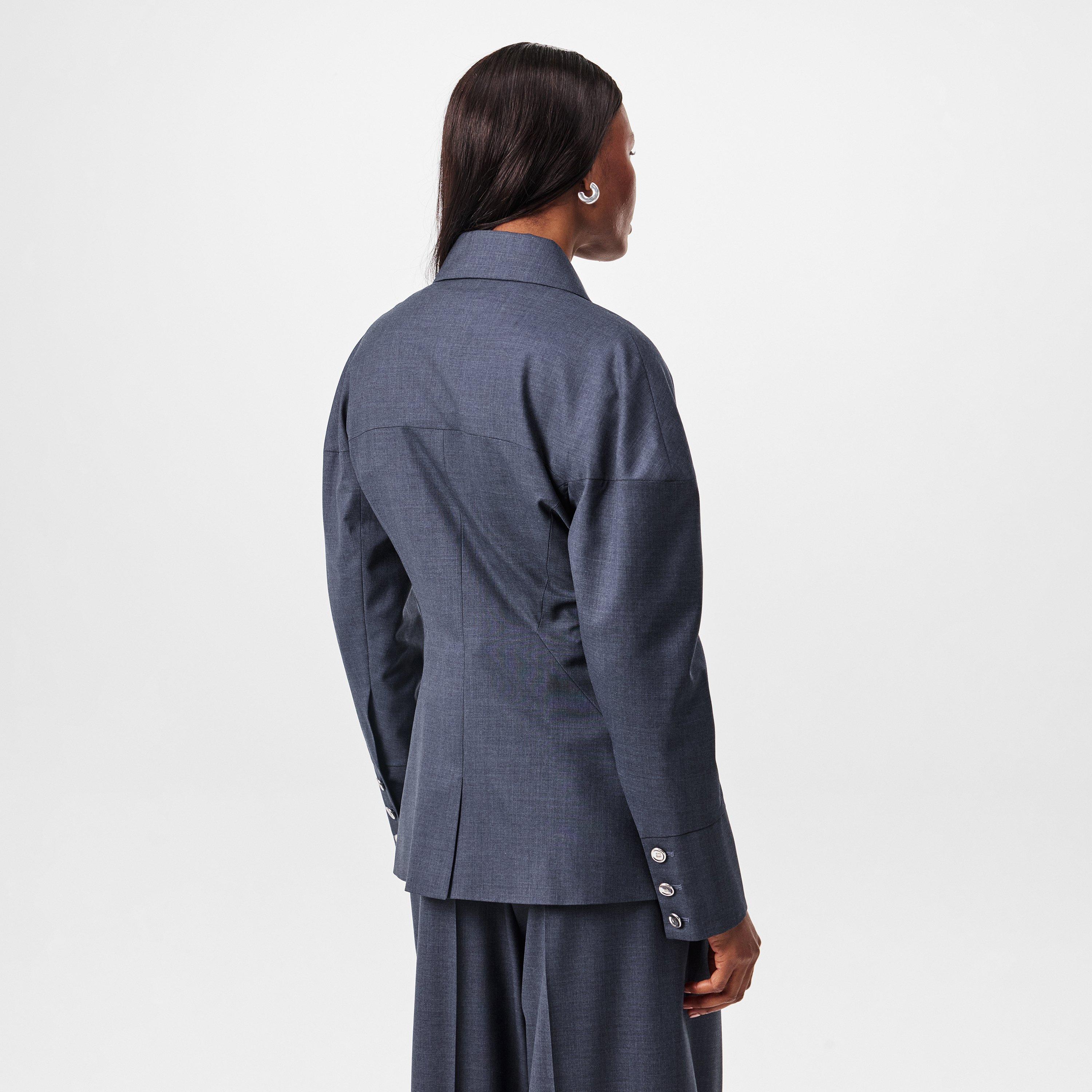 Denim Blue - GIVENCHY - Women's  Wool Long Sleeve Slim Fit Blazer - 4