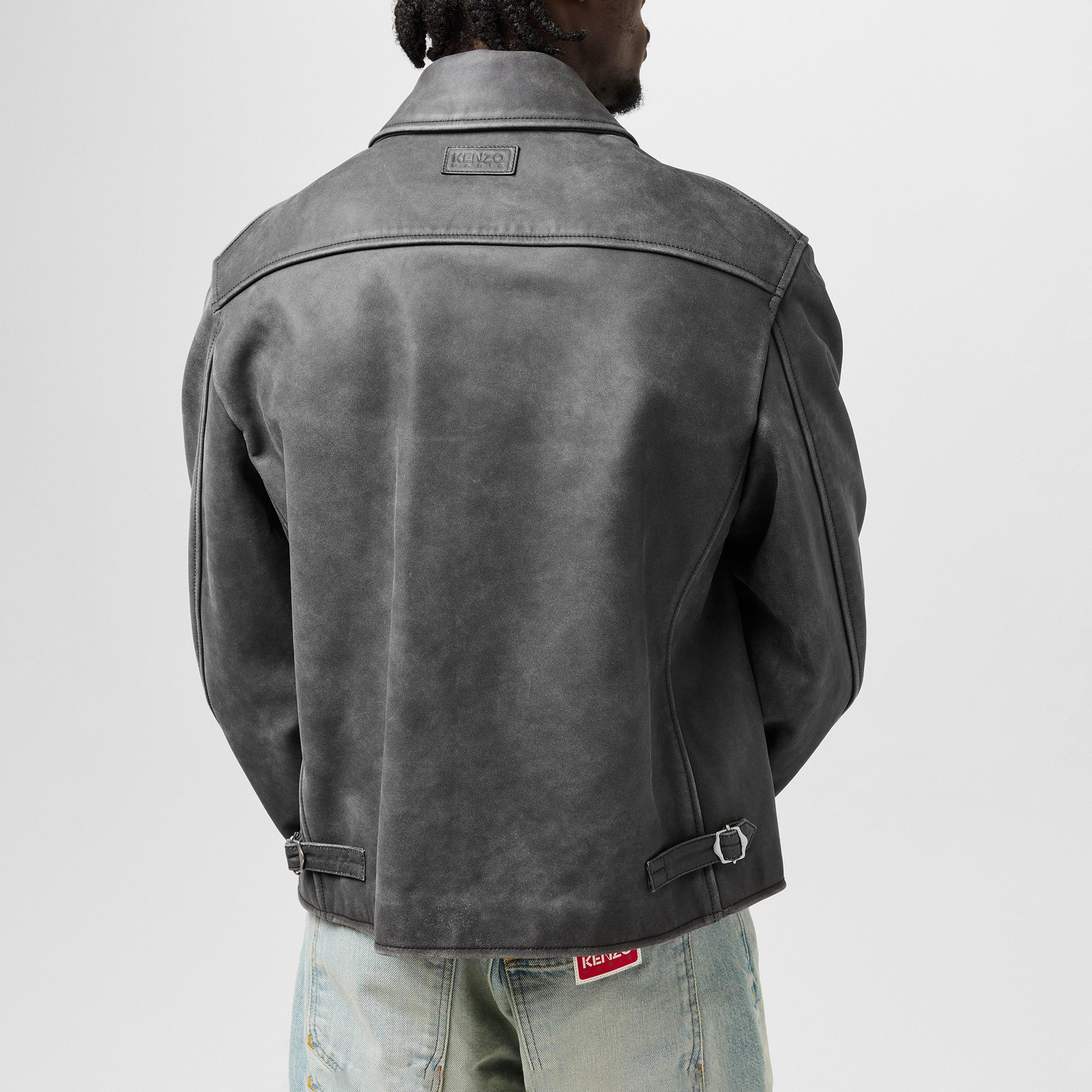Grey - Kenzo - Washed Leather Jacket - 4