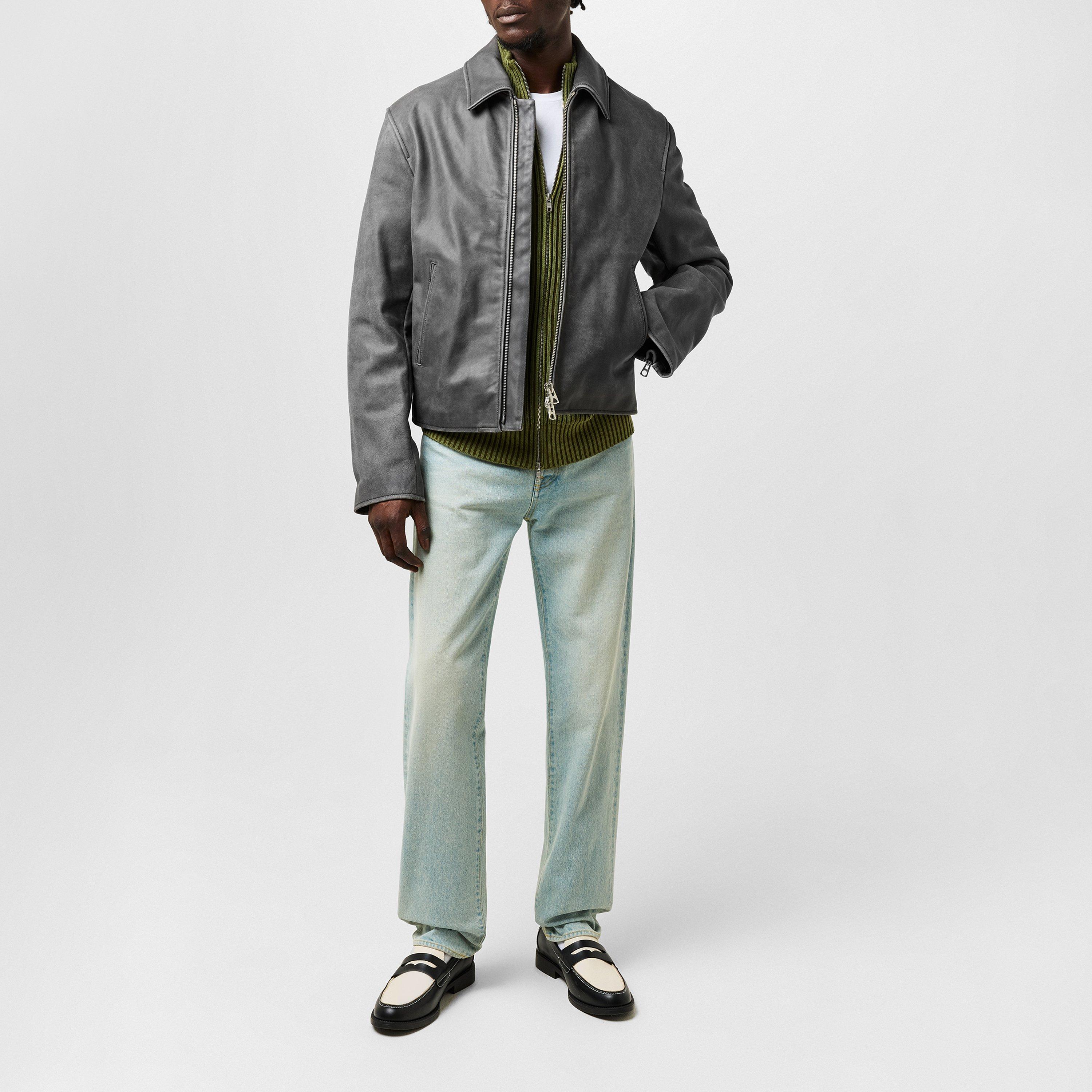 Grey - Kenzo - Washed Leather Jacket - 6