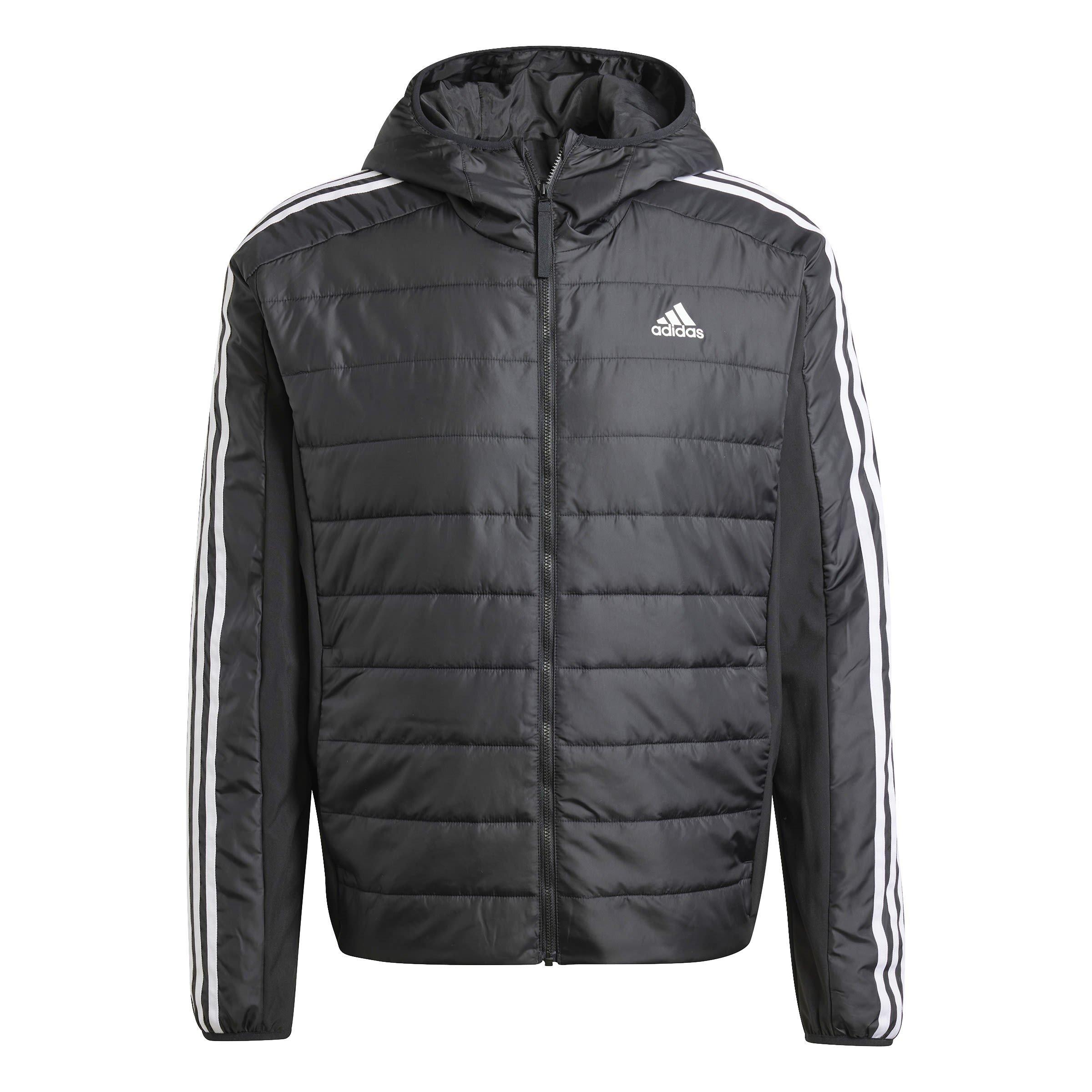 adidas Essentials 3-Stripe Insulated Hybrid Recycled Long Sleeve Puffer Jacket