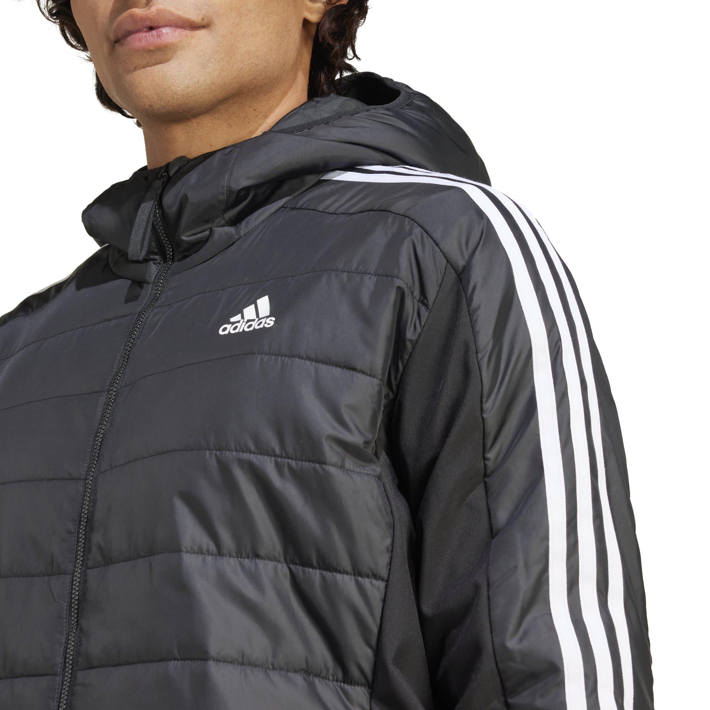Zwart - adidas - Essentials 3-Stripe Insulated Hybrid Recycled Long Sleeve Puffer Jacket - 2