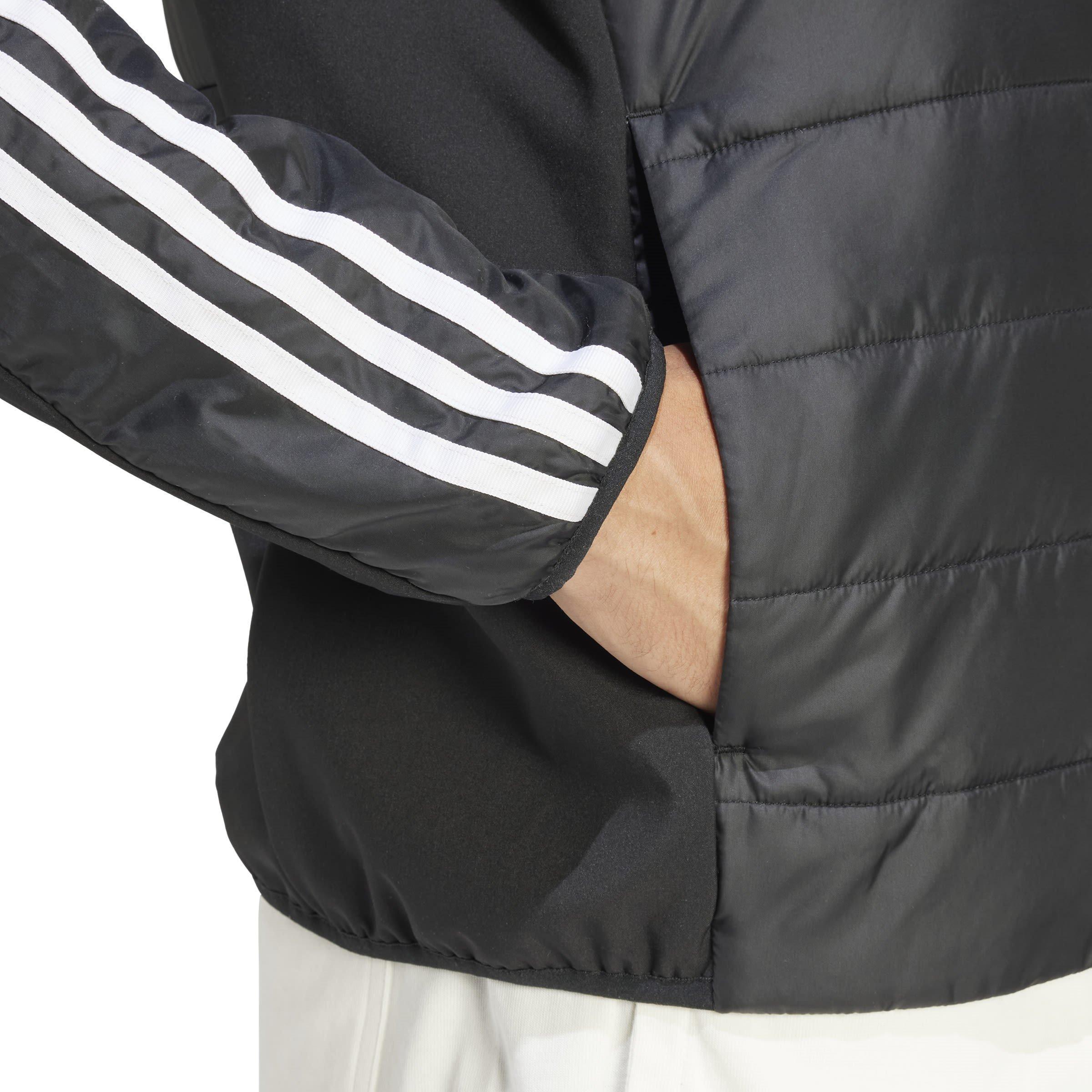 Zwart - adidas - Essentials 3-Stripe Insulated Hybrid Recycled Long Sleeve Puffer Jacket - 6