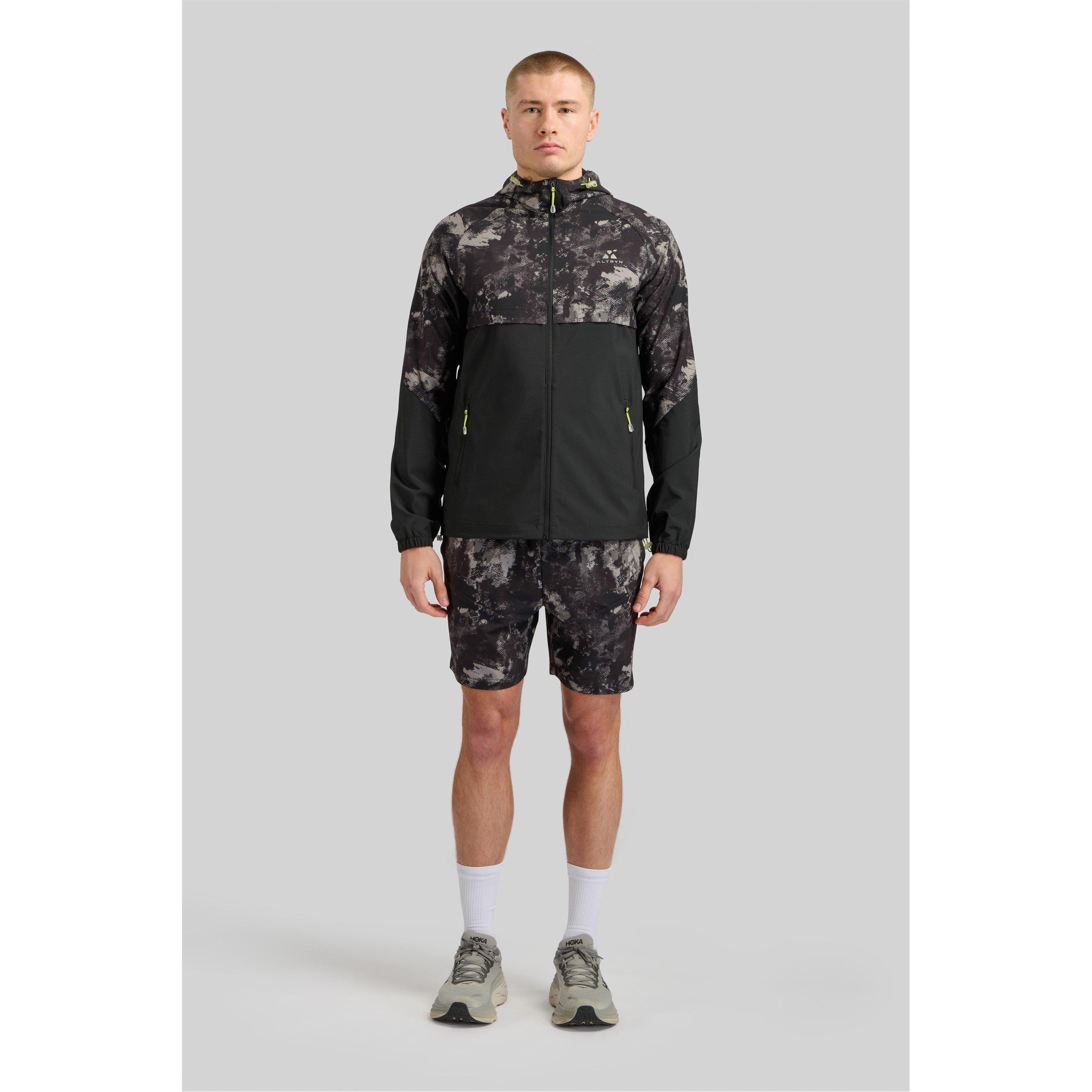 Stahl/Schwarz - ALTRYN - Brush Print Cut & Sew Water Resistant Hooded Long Sleeve Softshell Jacket - 1