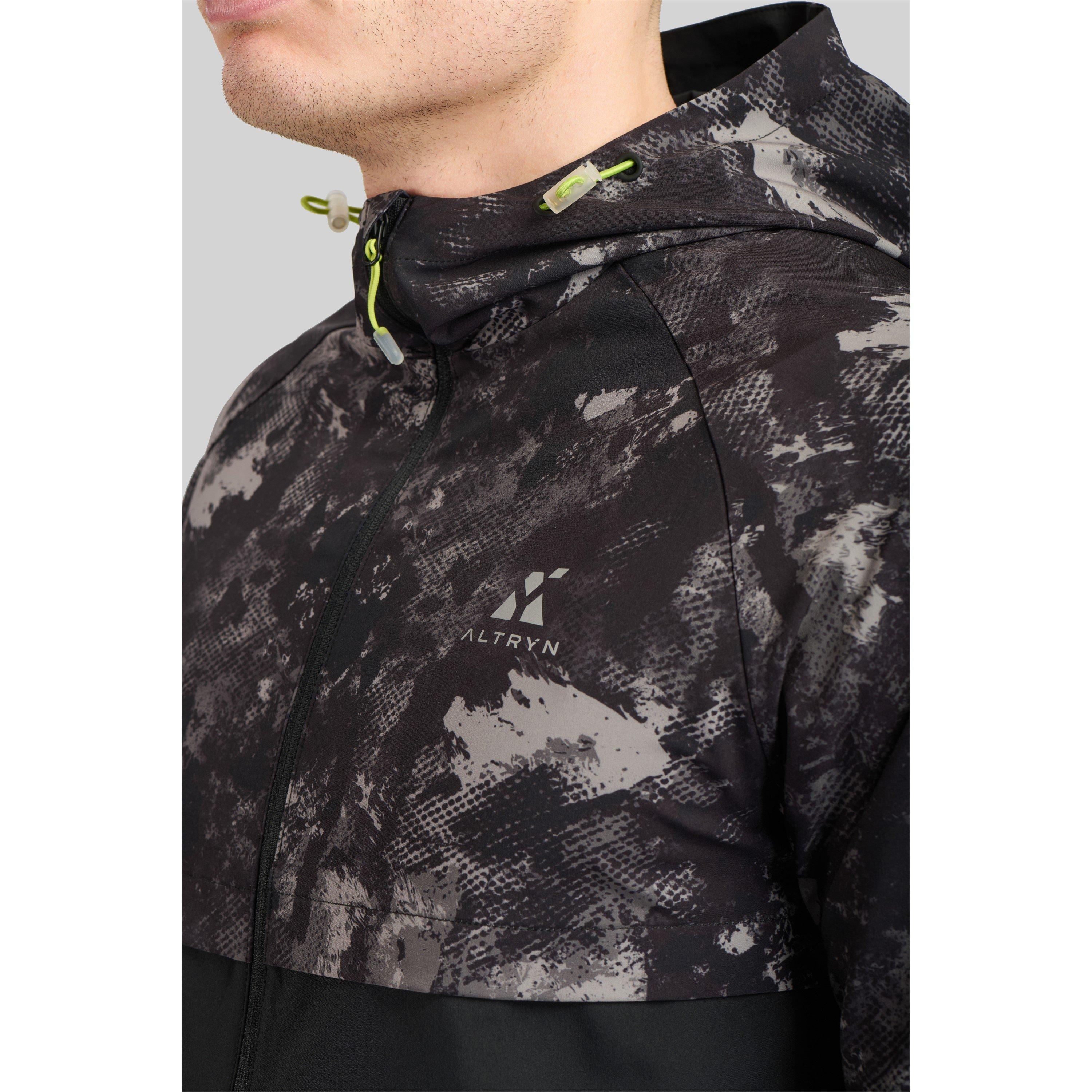 Stahl/Schwarz - ALTRYN - Brush Print Cut & Sew Water Resistant Hooded Long Sleeve Softshell Jacket - 3