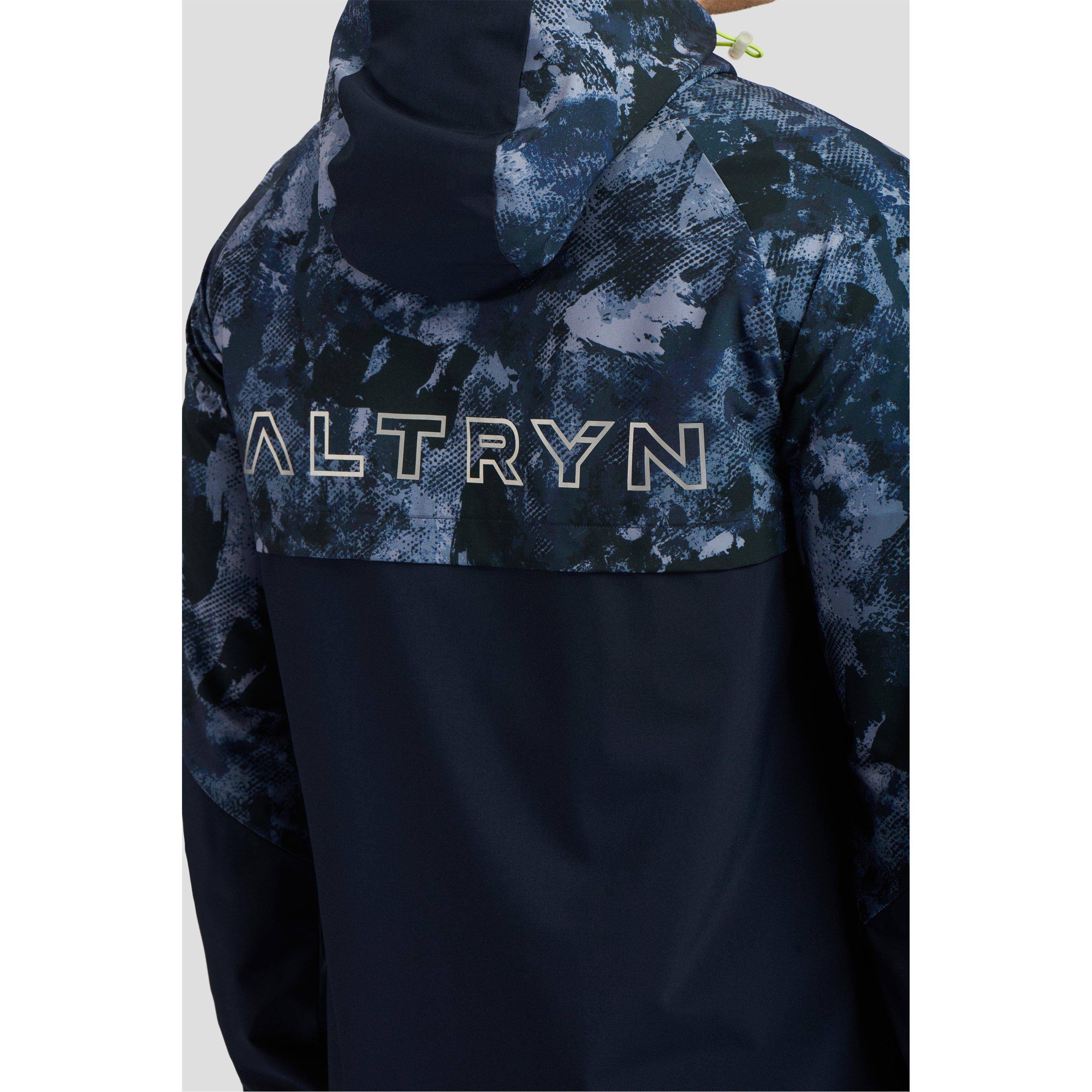 Navy Mix - ALTRYN - Men's Brush Print Cut & Sew Water Resistant Hooded Long Sleeve Softshell Jacket - 2