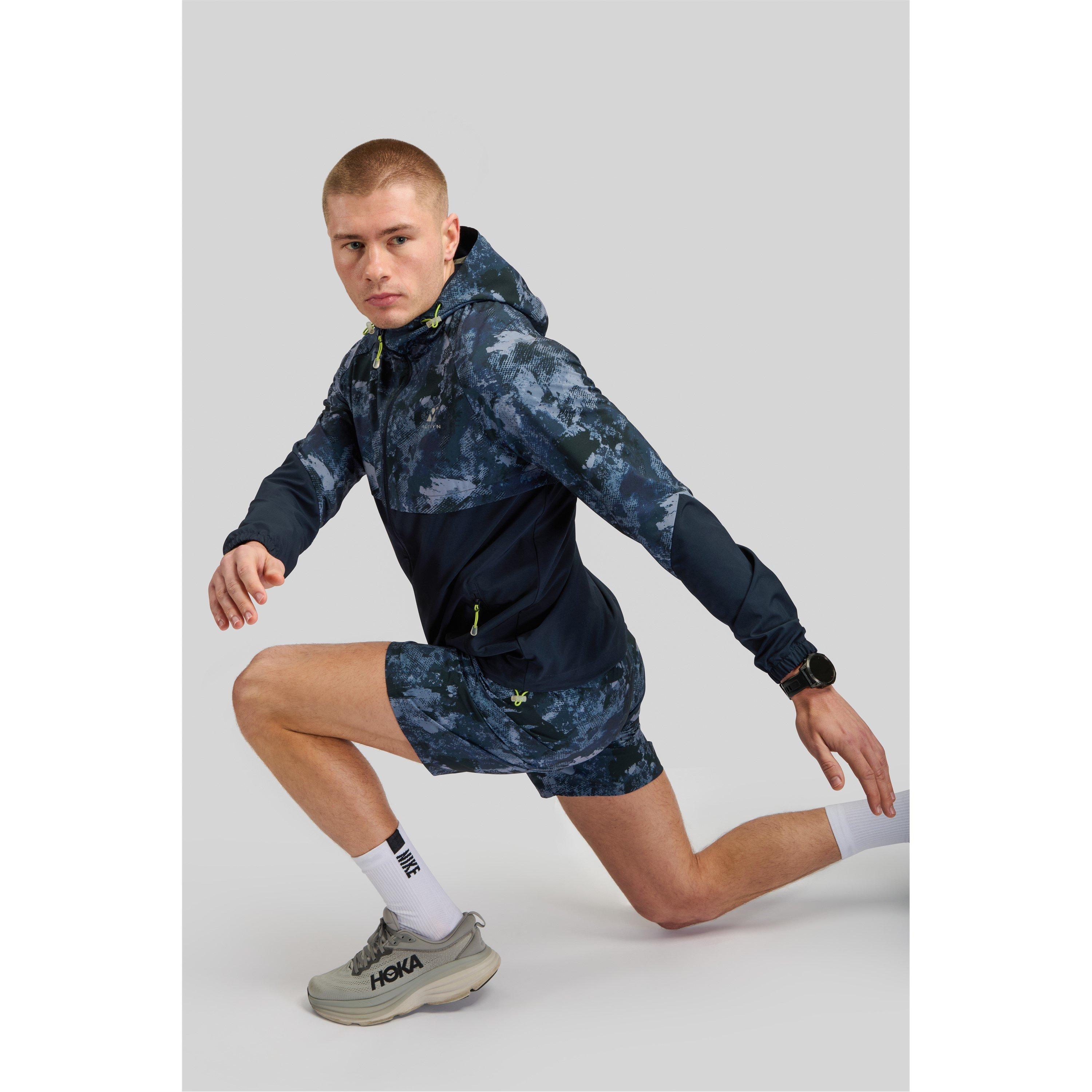 Navy Mix - ALTRYN - Men's Brush Print Cut & Sew Water Resistant Hooded Long Sleeve Softshell Jacket - 3