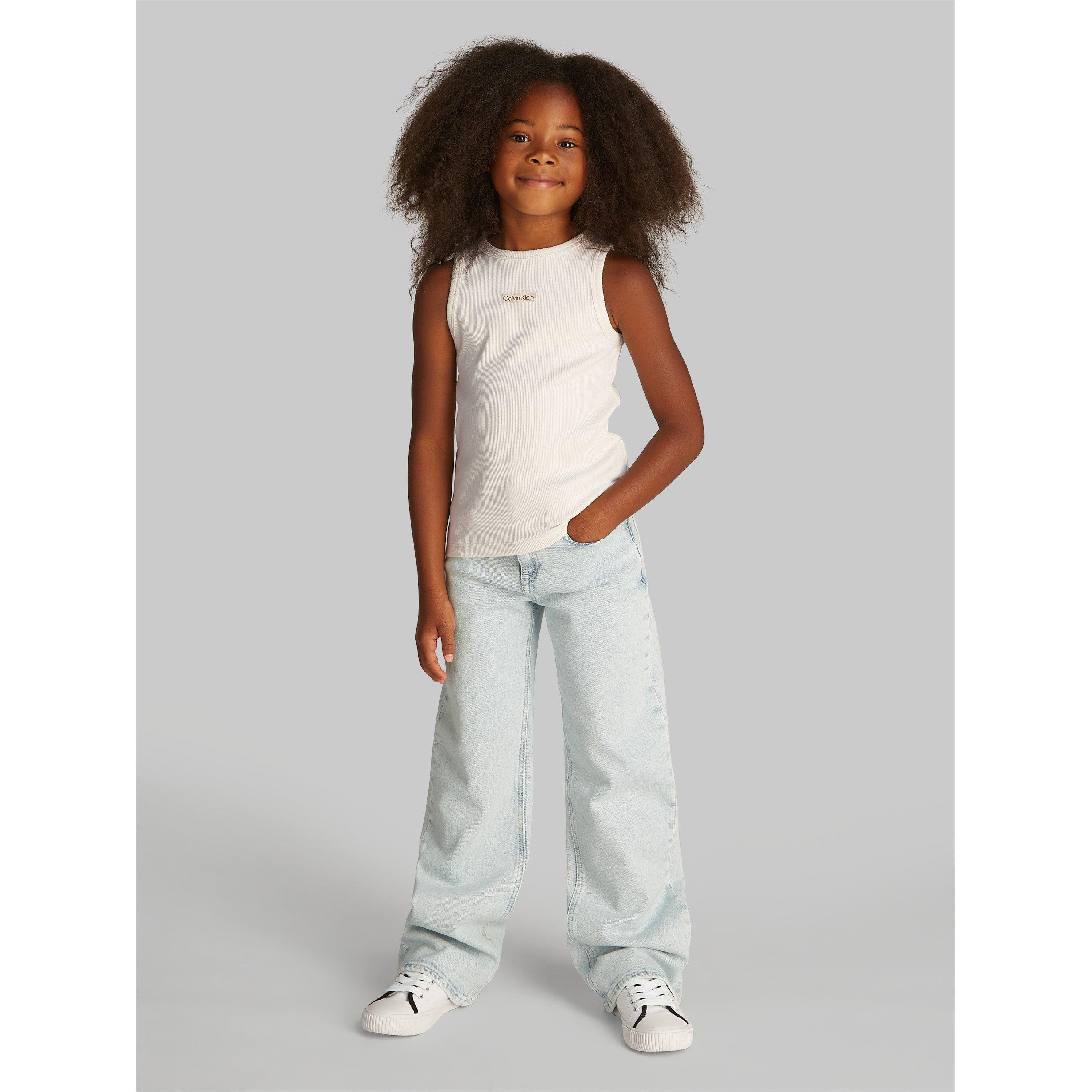 Calvin Klein Jeans Girls Kids' Ribbed Tank Vest - Tofu Yas - 14Y