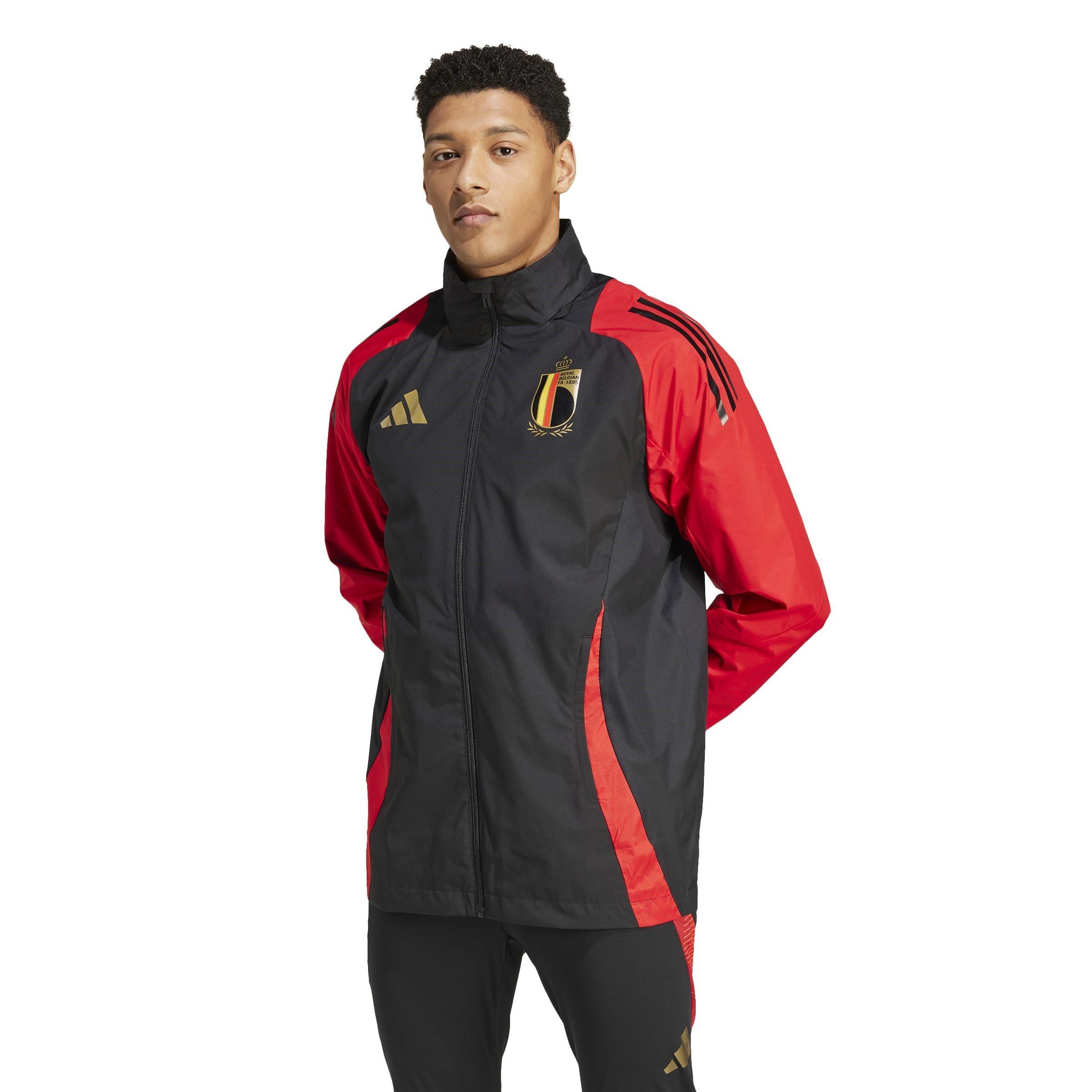Crna/Scarlet - adidas - Belgium 2024-2025 Wind Resistant Long Sleeve Rain Anoraks - 2