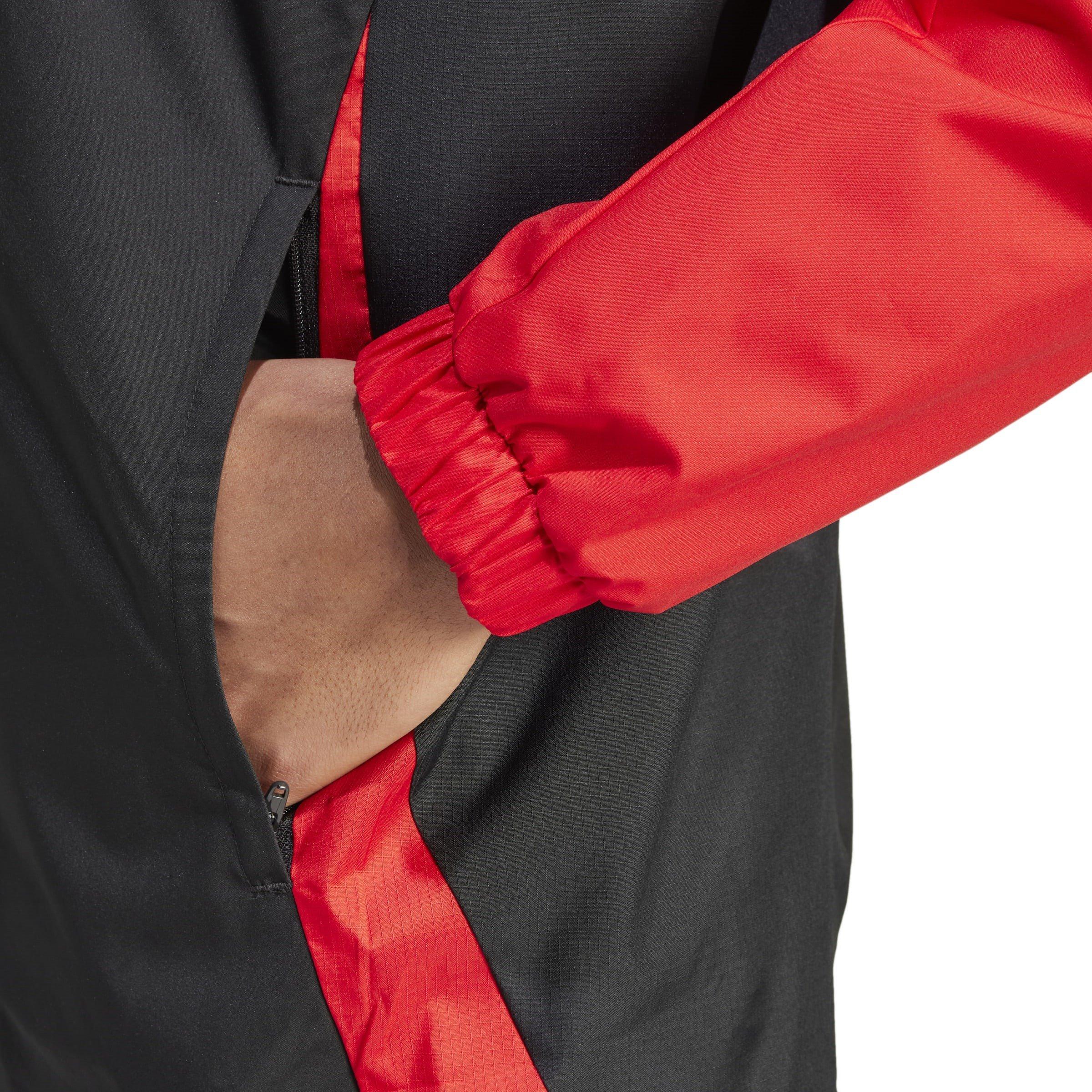 Crna/Scarlet - adidas - Belgium 2024-2025 Wind Resistant Long Sleeve Rain Anoraks - 5