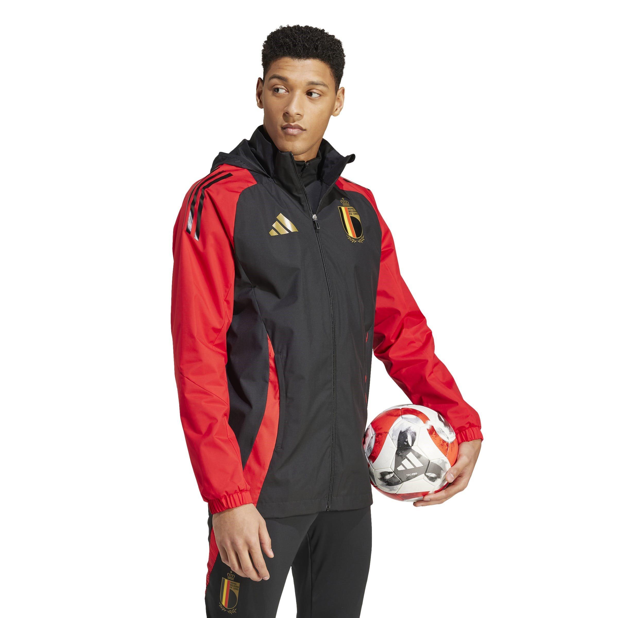 Crna/Scarlet - adidas - Belgium 2024-2025 Wind Resistant Long Sleeve Rain Anoraks - 6