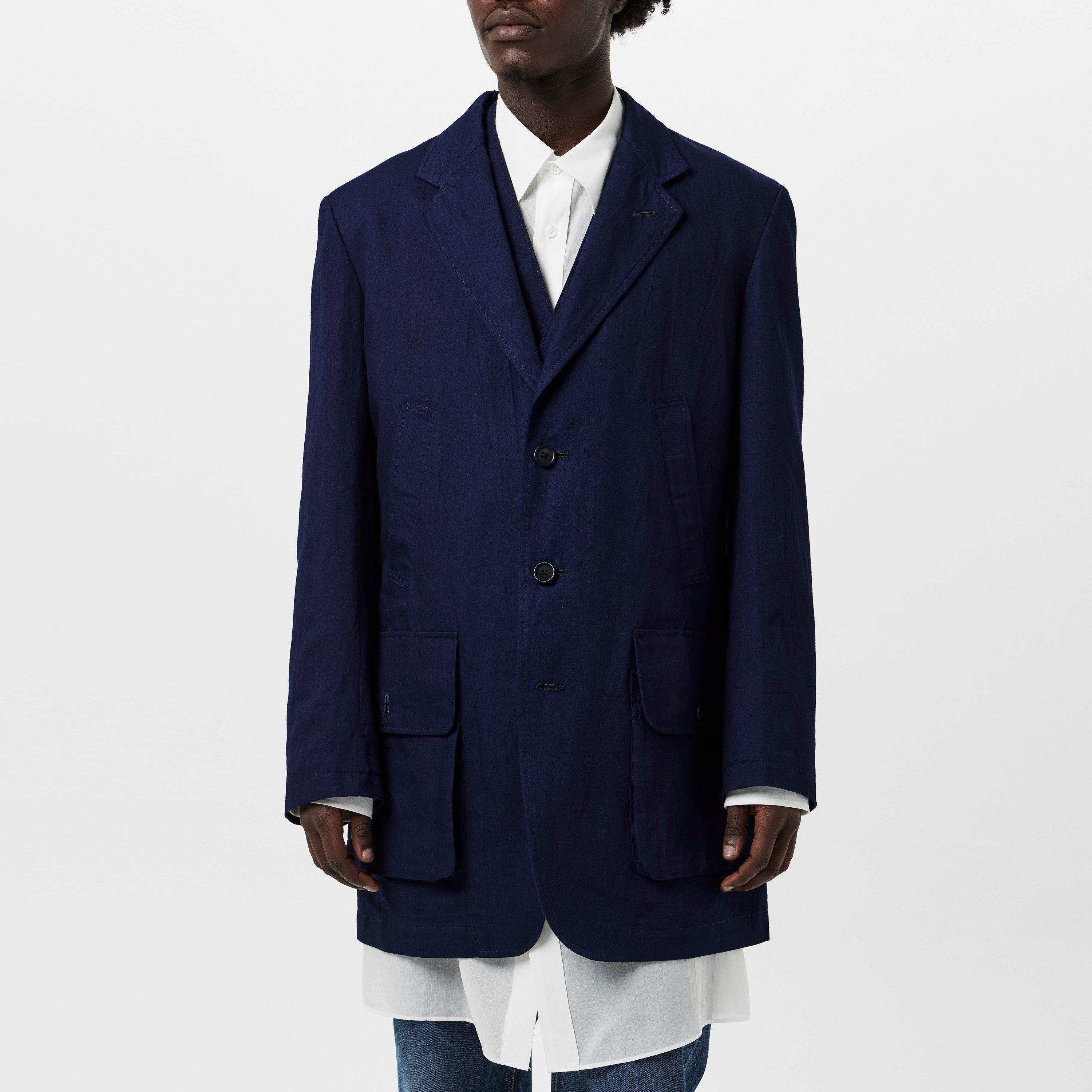 Navy 1 - Yohji Yamamoto - Men's 3B Cotton Long Sleeve Blazer - 3