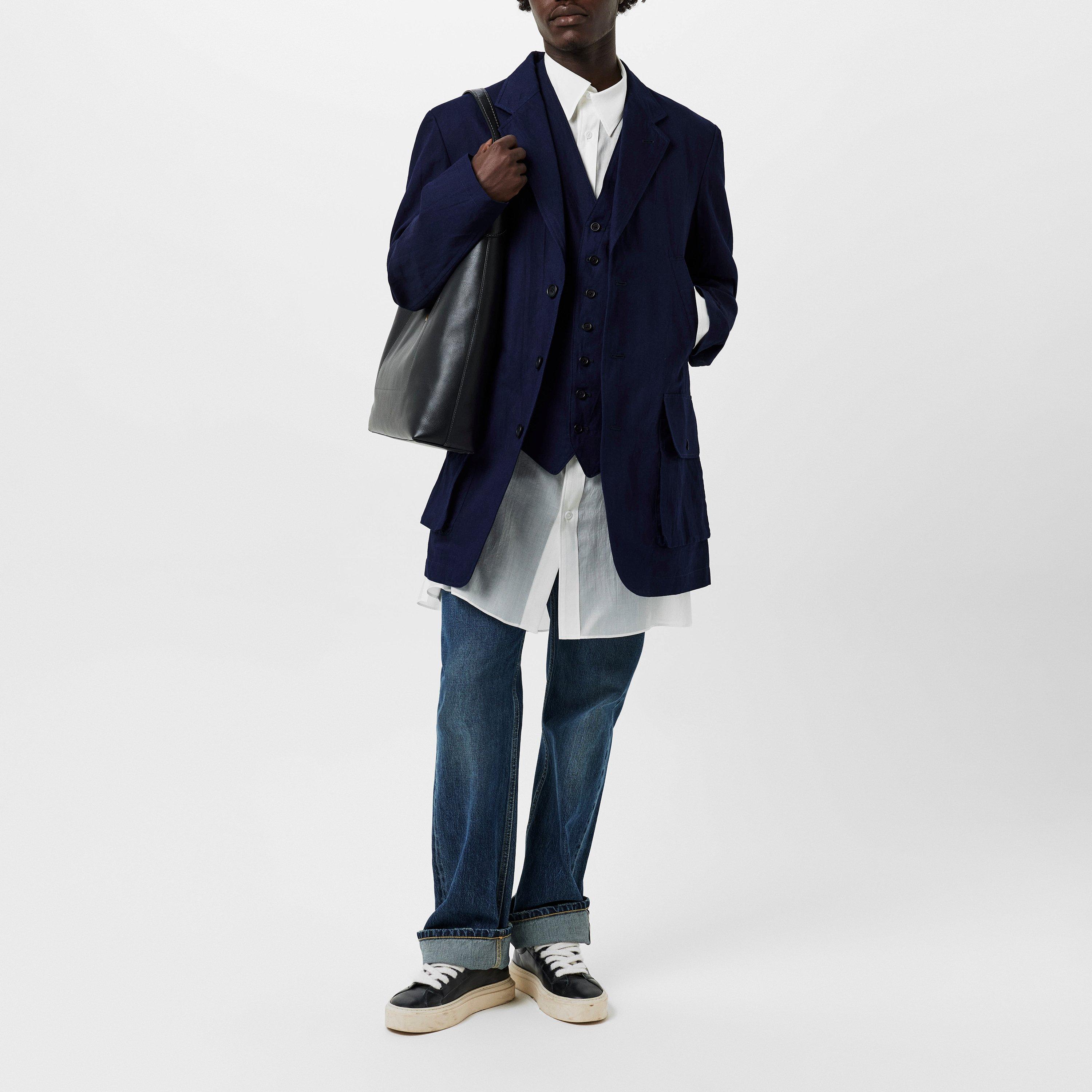 Navy 1 - Yohji Yamamoto - Men's 3B Cotton Long Sleeve Blazer - 6